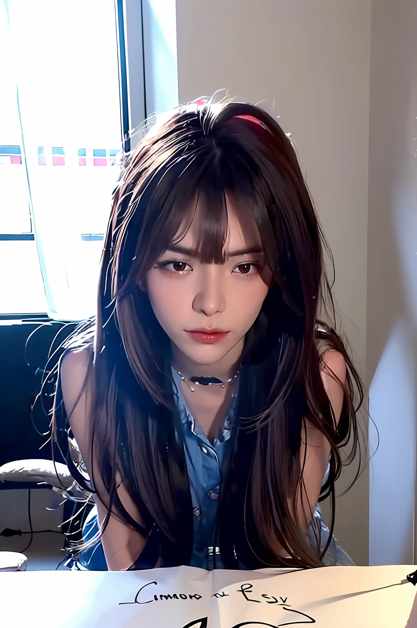 The hair is not oily, real hair, flowing, natural