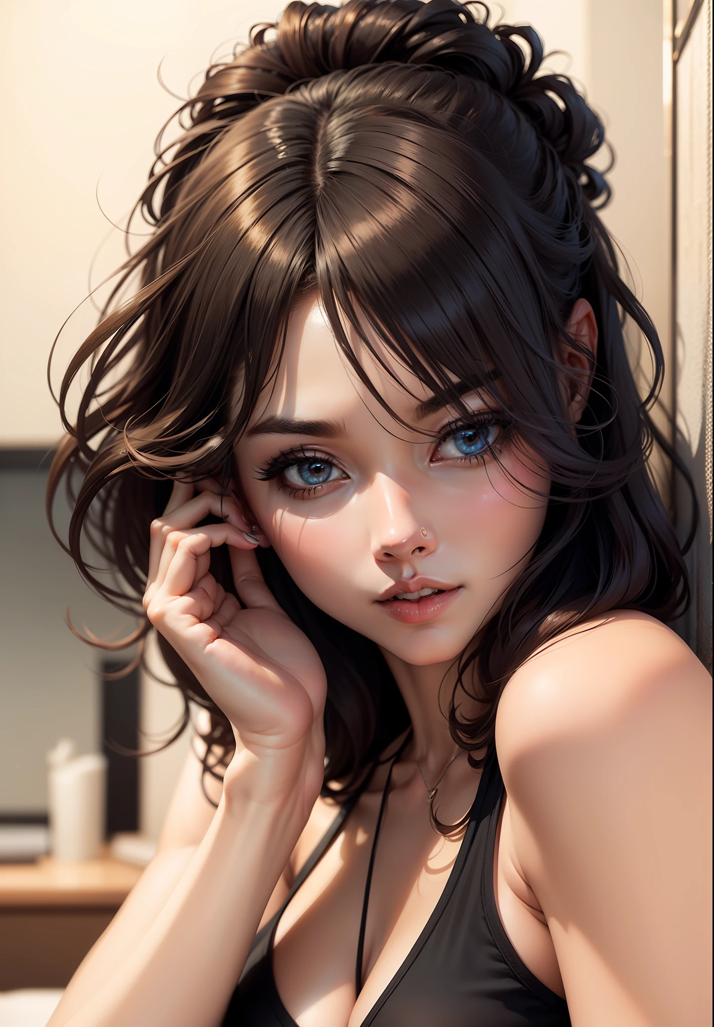 Beautiful and sexy woman with good style kissing here