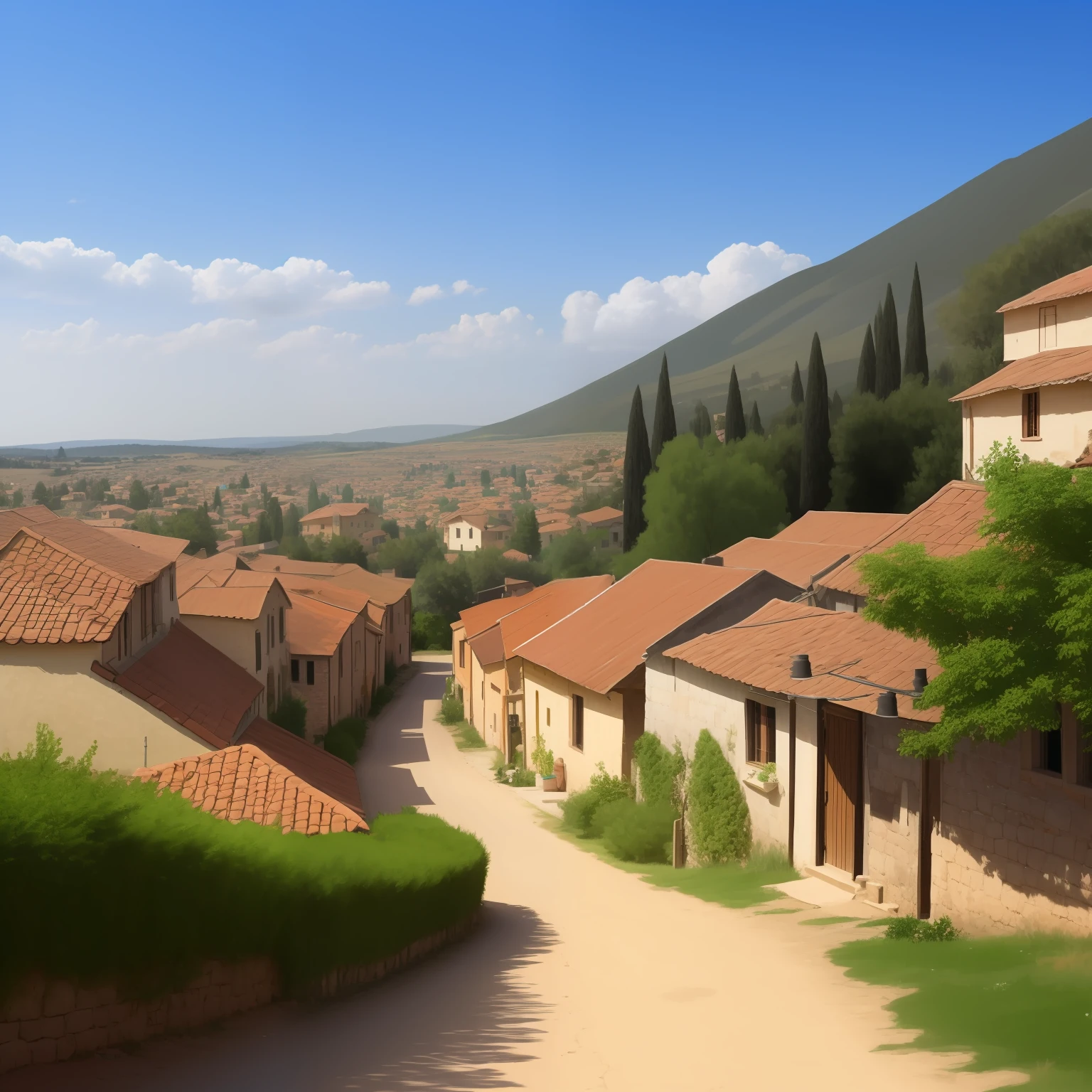 Create a picture of a peaceful village in Biblical times Israel --auto