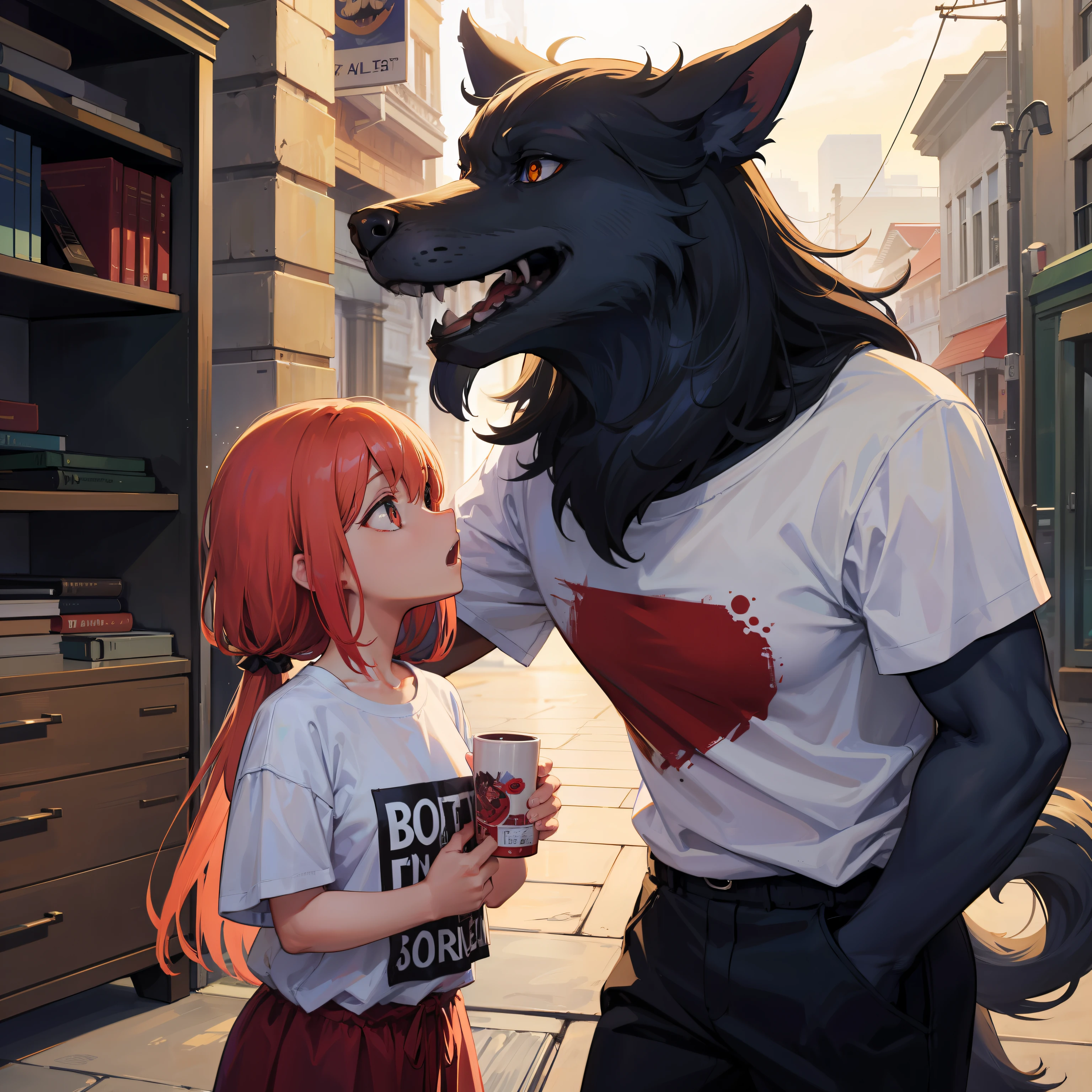 werewolves, dressed in T-shirts,