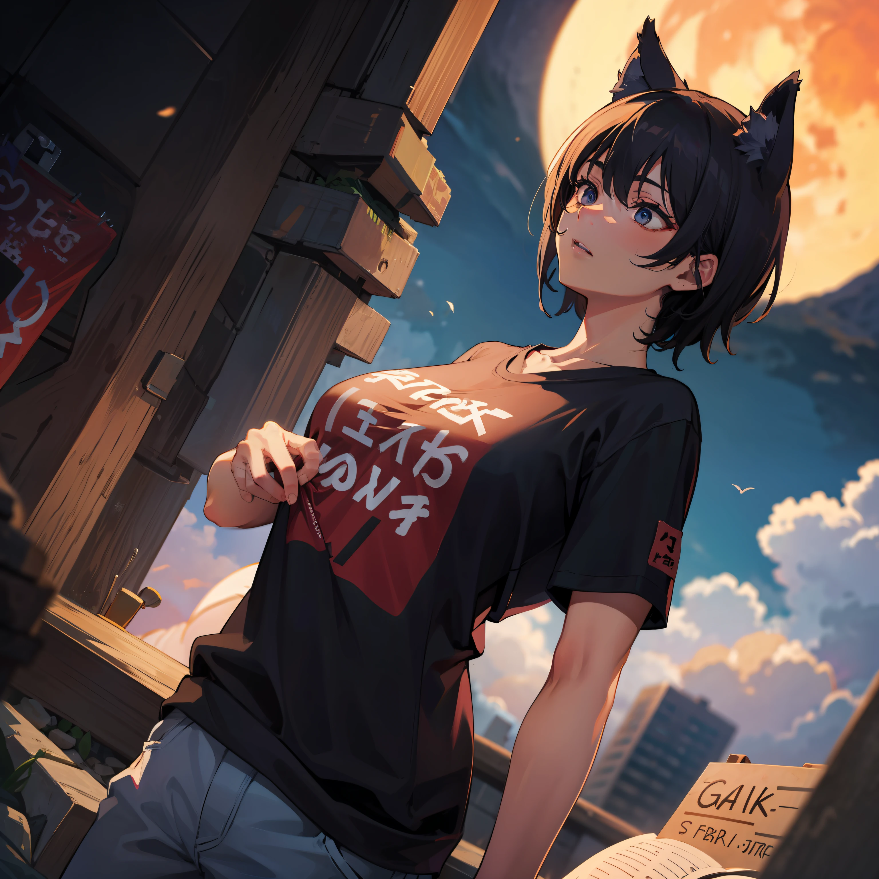 werewolves, dressed in T-shirts,