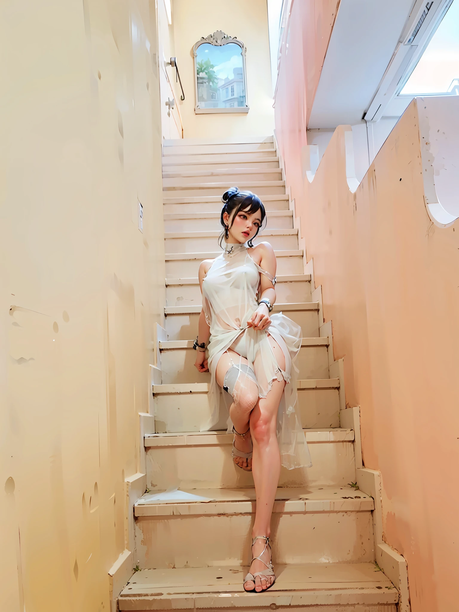 Flesh, naked, naked, exposed, big nipple, pink nipple, bulging, large areola, see-through, erotic style,camel toe, 情欲风格
