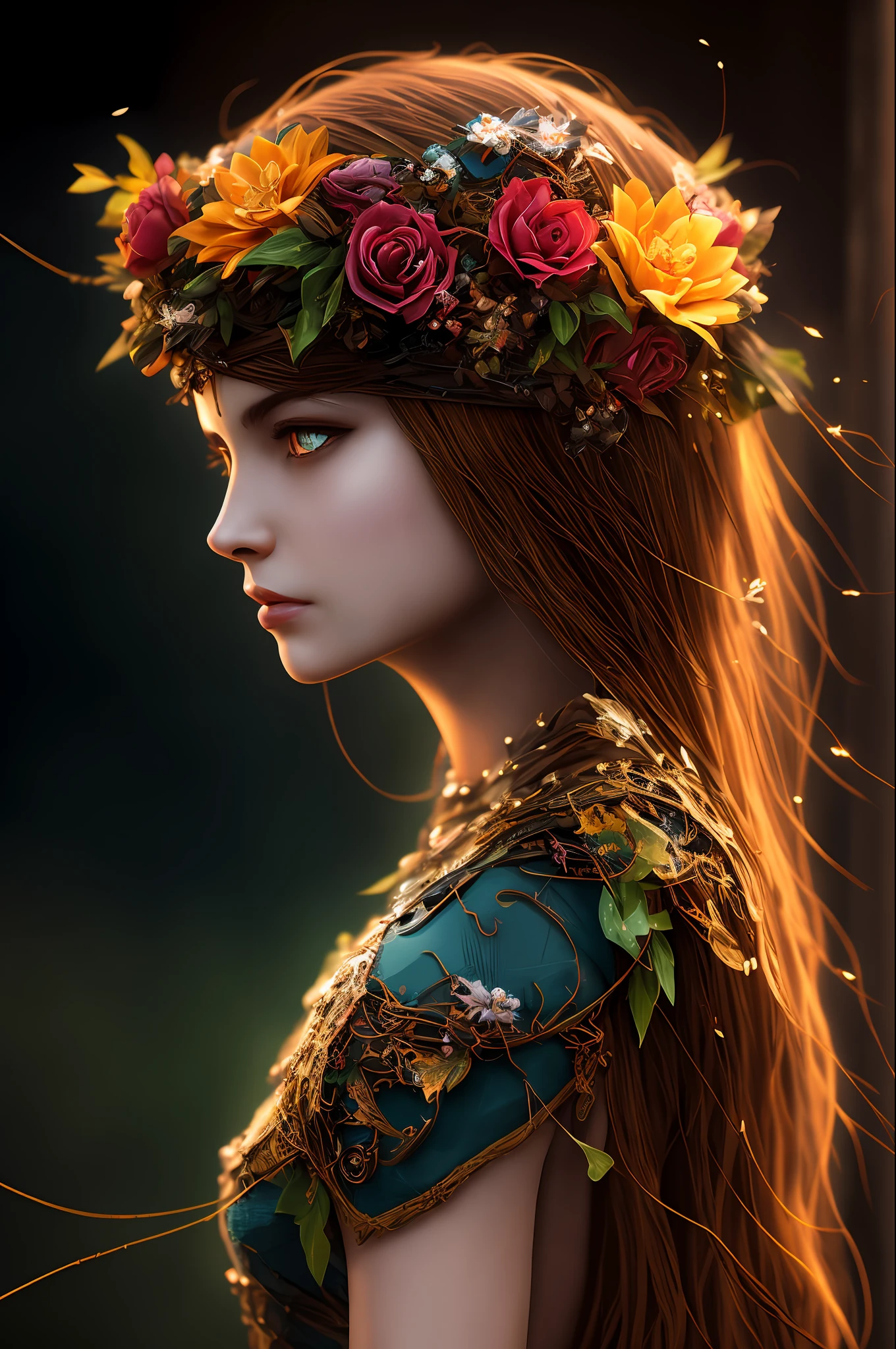 Imagine that the skin of this creature girl looks like it was made of a fishing net, with leaves and flowers growing on her body. Digital Epic Fantasy, Symmetrical Concept Art, Sinister Fantasy Illustration, Symmetrical Epic Fantasy Art, Epic Fantasy Science Fiction Illustration, Epic Fantasy Art Style, Epic Anime Art, Symmetrical Fantasy RPG Portrait, Anton Fadeev and Dan Mumford, (Masterpiece, Top Quality, Best Quality, Official Art, Beauty and Aesthetics: 1.2), Extreme Detail, (Fractal Art: 1.3), Colorful, Most Detailed, Full Body Pose, Cute Surrealist Photo, 8 K, Octane Beautifully Rendered, Very detailed, intricate, epic composition, cinematic lighting, masterpiece, art station trend, very, very detailed, stunning, HDR, smooth, sharp focus, high resolution, award-winning, award-winning photo, DSLR, 5 0 mm
