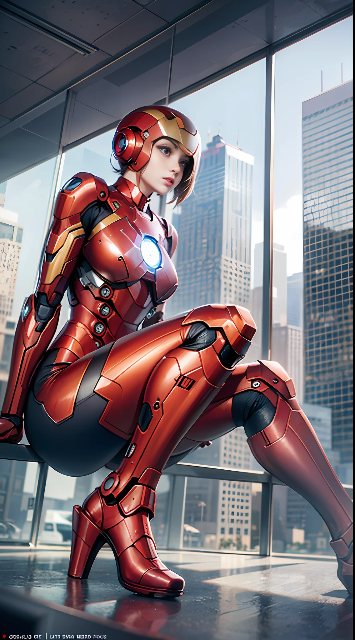 (1girl:1.3), solo,__body-parts__, official art, unity 8k wallpaper, ultra detailed, beautiful and aesthetic, beautiful, masterpiece, best quality, RAW, masterpiece, super fine photo,, best quality, super high Resolution, photorealistic, sunlight, full body portrait, stunningly beautiful,, dynamic pose, delicate face, vibrant eyes, (side view), she is wearing a futuristic Iron Man mech, red and gold, Highly detailed abandoned warehouse background, detailed face, detailed complex busy background, messy, gorgeous, milky, high detailed skin, realistic skin details, visible pores, sharp focus, volumetric fog, 8k uhd, dslr camera, High quality, film grain, fair skin, photorealism, lomography, sprawling metropolis in a futuristic dystopia, view from below, translucent