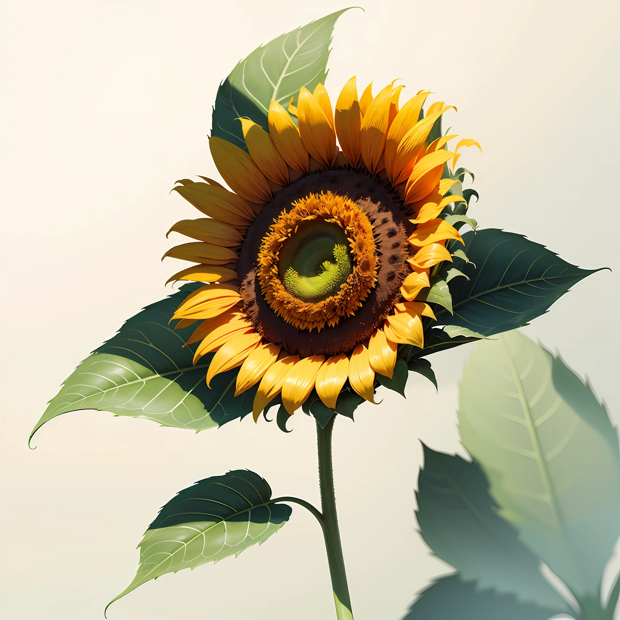 Close up on a 1Sunflower, minimalist vector --auto