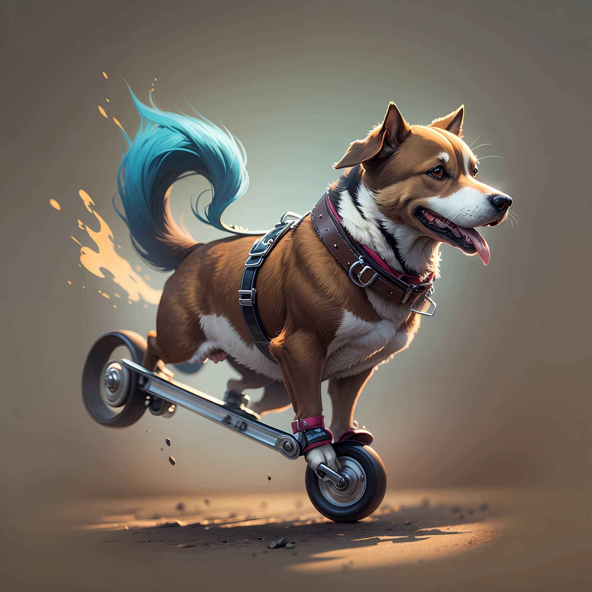cartoon of a.dog riding roller skates --auto --s2