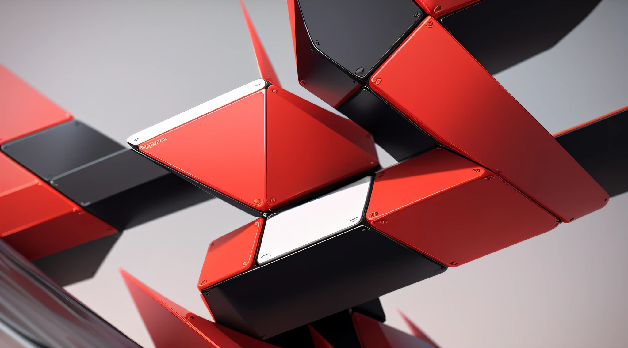 there is a red and black sculpture with a white square on top, geometric 3d render, geometric 3 d render, rendered in cinema4d, rendered in cinema 4 d, rendered in keyshot, 3d geometric abstract art, sharp edges. octane render, rendered in cinema 4 d octane, abstract 3 d artwork, 3d abstract render overlayed