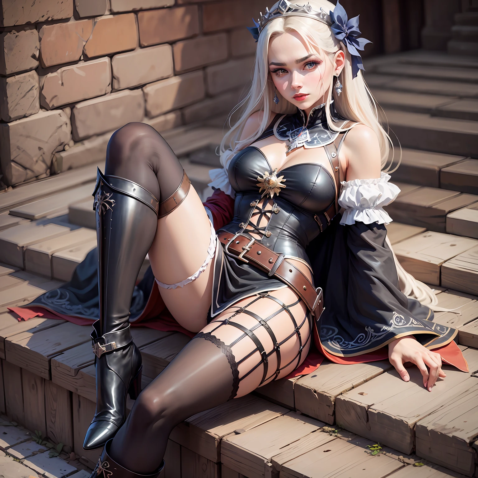 masterpiece, best quality, absurdres, 1girl, solo, choker minidress, 1girl, pale, fair skin, bedroom, huge breasts, face, eyes, (red hair), (long hair), red lipstick, masterpiece, best quality, high heels, full body, sitting on a couch, beautifully color-coded, heels, makeup, intricate skin pores, detailed skin (realistic: 1.2), UHD, global illumination, high contrast