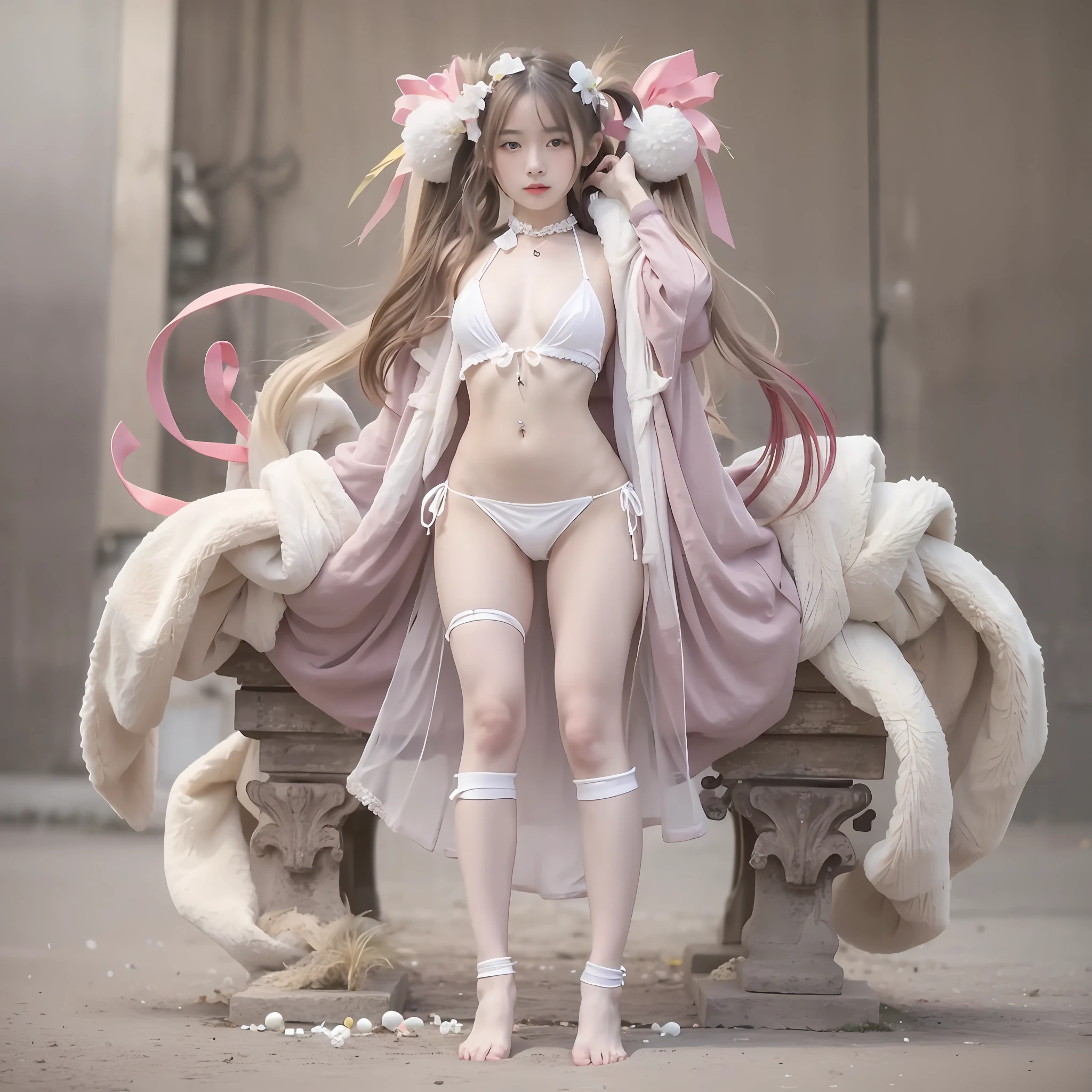 masterpiece, best quality, one girl, solo, voxel art,
nuclear power plant, white girls,
ivory hair, mauve eyes, agitation,
ridiculously long hair, low twin tails,
white micro bikini, buttocks, thighs,
ribbons, plant hair ornaments, pearls, arm cuffs,
Classical, Medieval, Noble