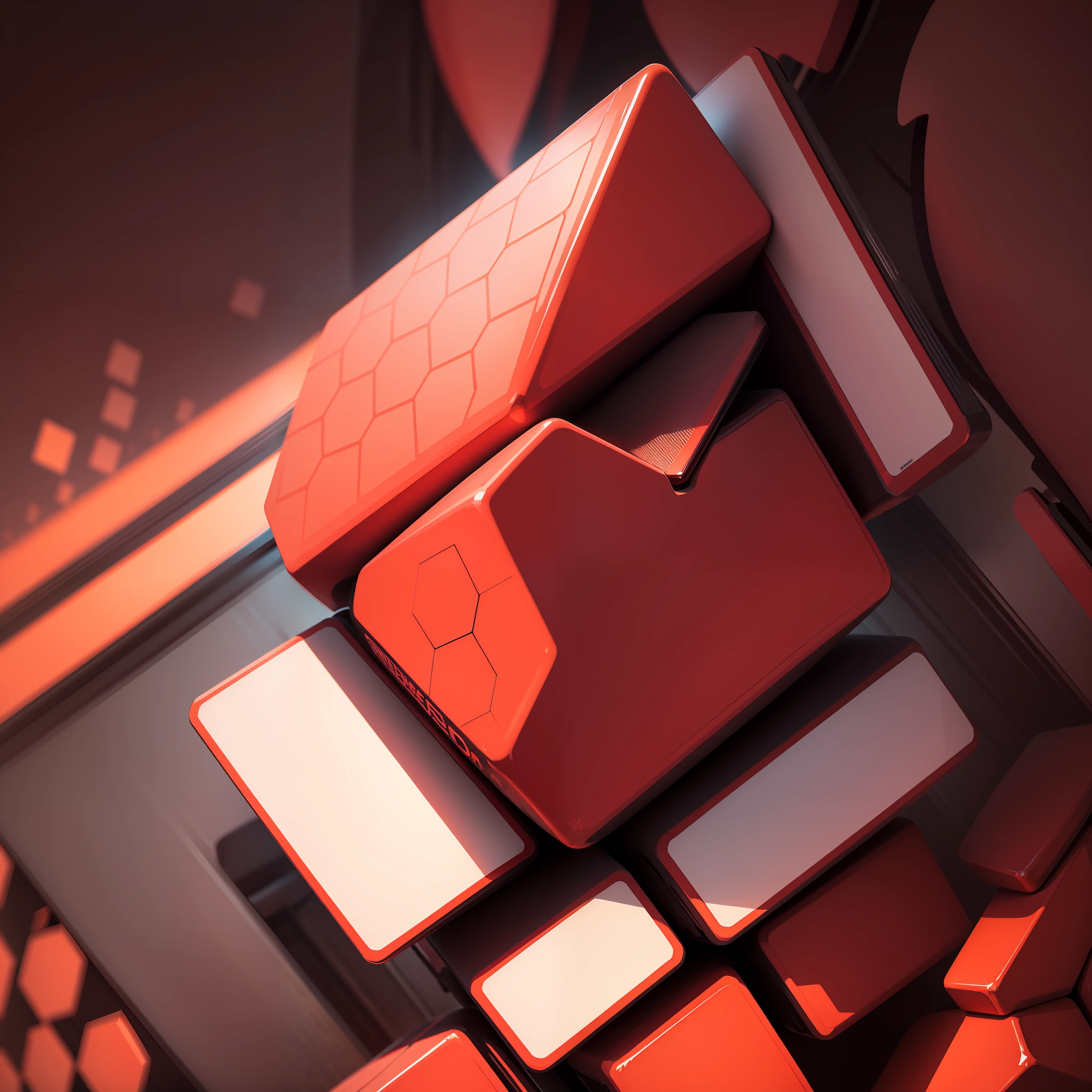 Red 4K wallpaper with abstracts in hexagons --auto