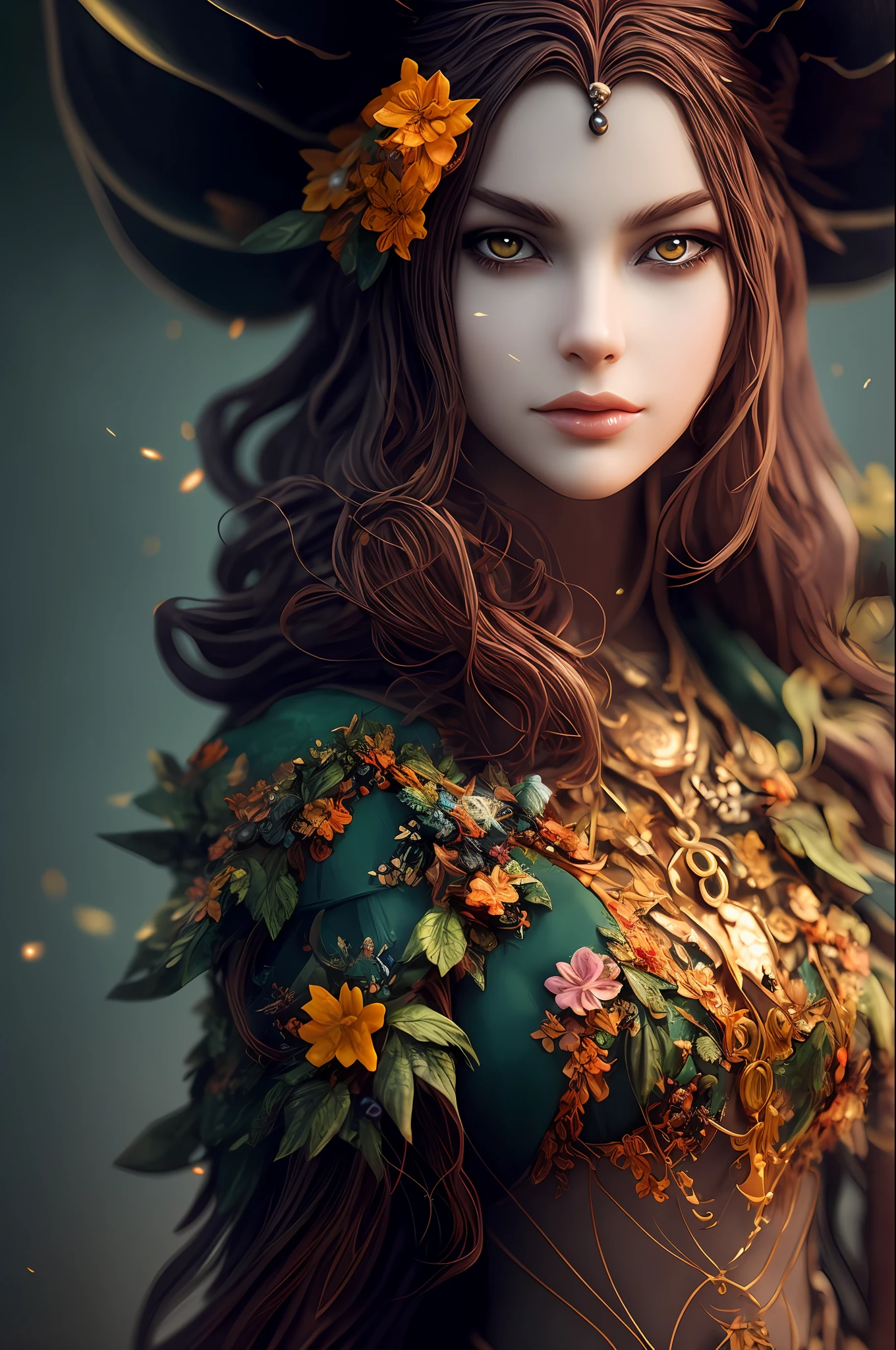 Imagine that the skin of this creature girl looks like it was made of a fishing net, with leaves and flowers growing on her body. Digital Epic Fantasy, Symmetrical Concept Art, Sinister Fantasy Illustration, Symmetrical Epic Fantasy Art, Epic Fantasy Science Fiction Illustration, Epic Fantasy Art Style, Epic Anime Art, Symmetrical Fantasy RPG Portrait, Anton Fadeev and Dan Mumford, (Masterpiece, Top Quality, Best Quality, Official Art, Beauty and Aesthetics: 1.2), Extreme Detail, (Fractal Art: 1.3), Colorful, Most Detailed, Full Body Pose, Cute Surrealist Photo, 8 K, Octane Beautifully Rendered, Very detailed, intricate, epic composition, cinematic lighting, masterpiece, art station trend, very, very detailed, stunning, HDR, smooth, sharp focus, high resolution, award-winning, award-winning photo, DSLR, 5 0 mm