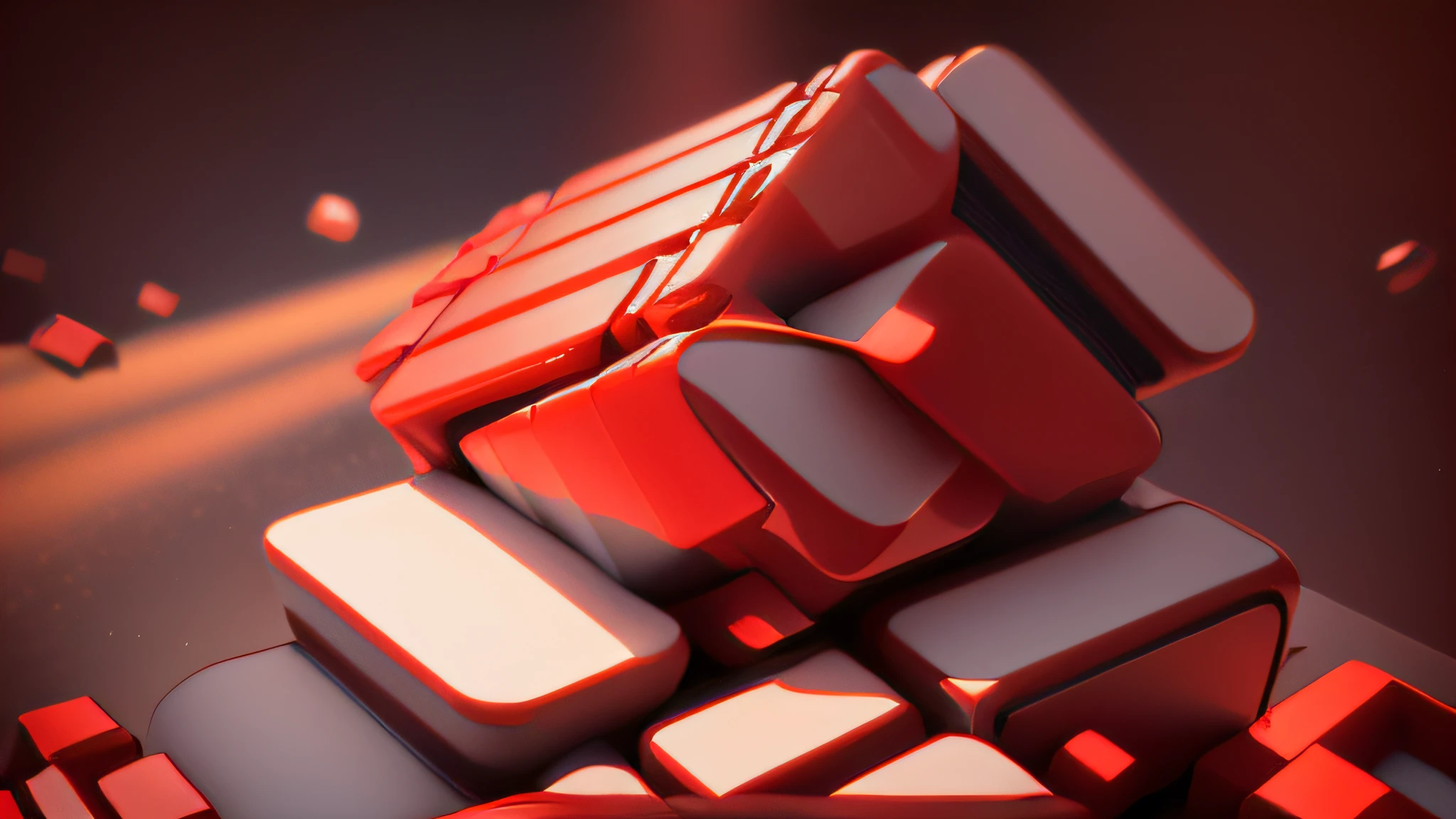 there are many red cubes stacked on top of each other, rendered in cinema 4 d octane, sharp edges. octane render, rendered in cinema4d, rendered in cinema 4 d, 3d rendered in octane, 3 d rendered in octane, 3d abstract render overlayed, rendered in octane 3d, stylized as a 3d render, rendered in octane