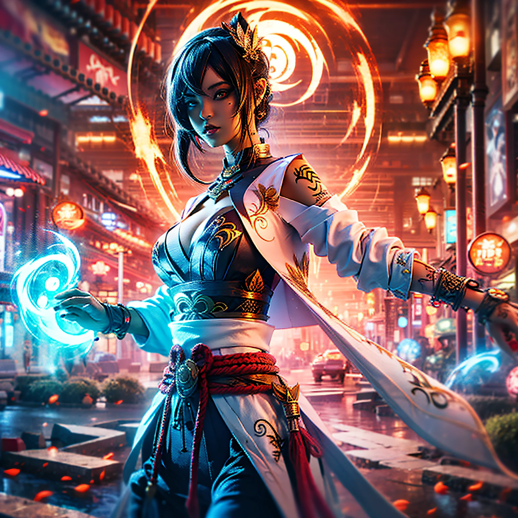 Dehya sexy genshin impact, woman, tattoo,, breasts, clothes glued in black color, 4K digital Art --auto