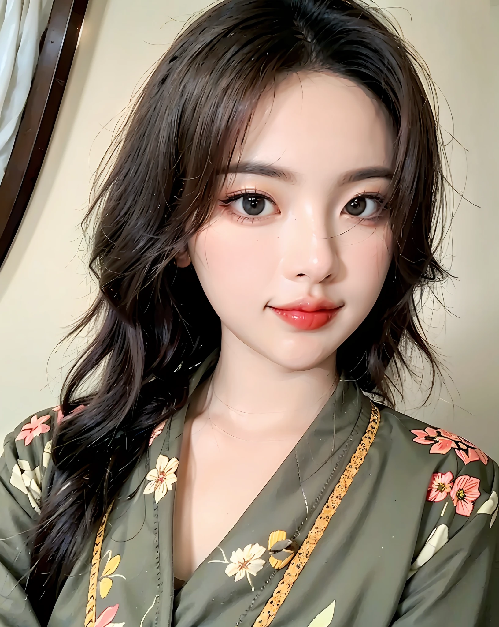 (8k, RAW photos, photorealistic: 1.25), (lip gloss, eyelashes, shiny face, shiny skin, top quality, ultra high resolution, depth of field, chromatic aberration, caustics, wide lighting, natural shading, Kpop idol) gentle and goddess-like happiness, look at the viewer with,, whole body, one girl, black hair, shiny skin, wet body, dramatic writing, Full Body,, Popular Korean Makeup, Korean Facial Features, Young Adorable Korean Face, Popular Korean Makeup, Soft Eyes and Thin Chin, Young Cute Asian Face, Young Young Woman Face, Beautiful Young Korean Woman, Young Asian Woman, Japan Woman