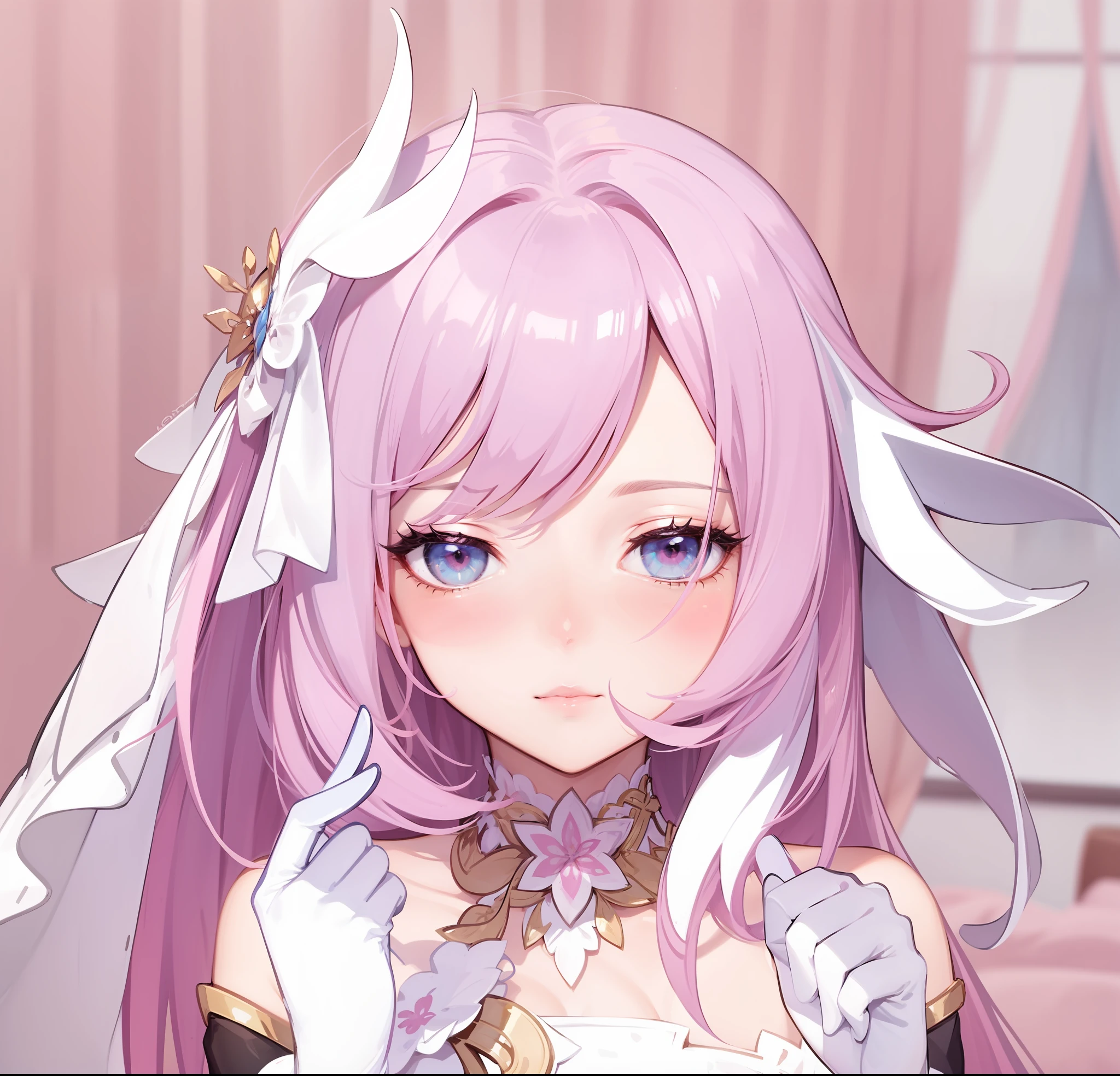Beautiful young elf with pink hair