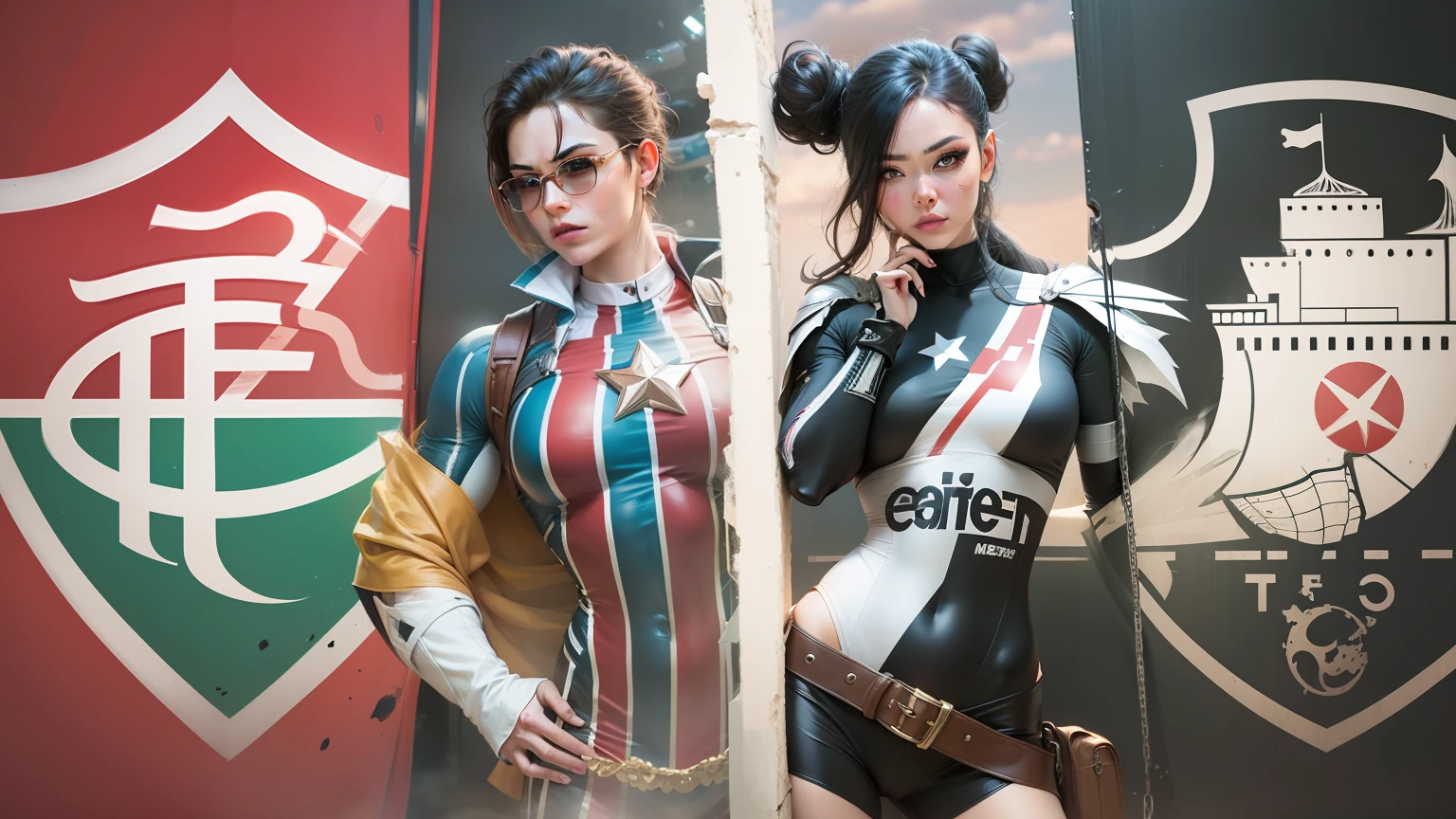 A new version with real, beautiful and perfect women with charming and attractive body, dressed in super heroine outfit in the Marvel style --auto