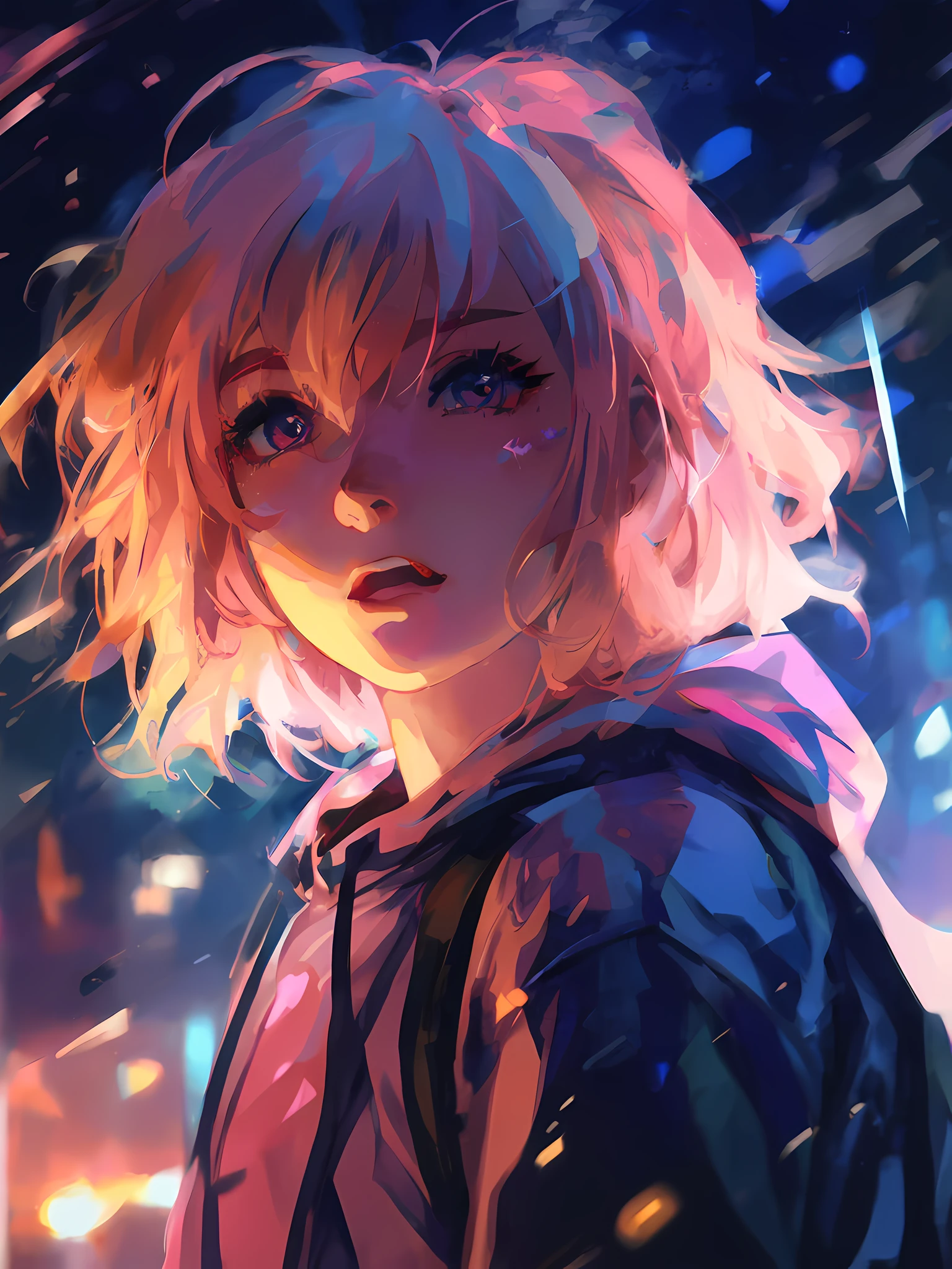 Anime girl with pink hair and blue eyes in the rain, anime style 4 K, anime art wallpaper 4 K, anime art wallpaper 4k, anime art wallpaper 8 k, anime wallpaper 4 k, anime wallpaper 4k, beautiful anime portrait, anime style portrait, digital anime art, 4k anime wallpaper, digital art Ilya Kuvhinov, portrait anime girl