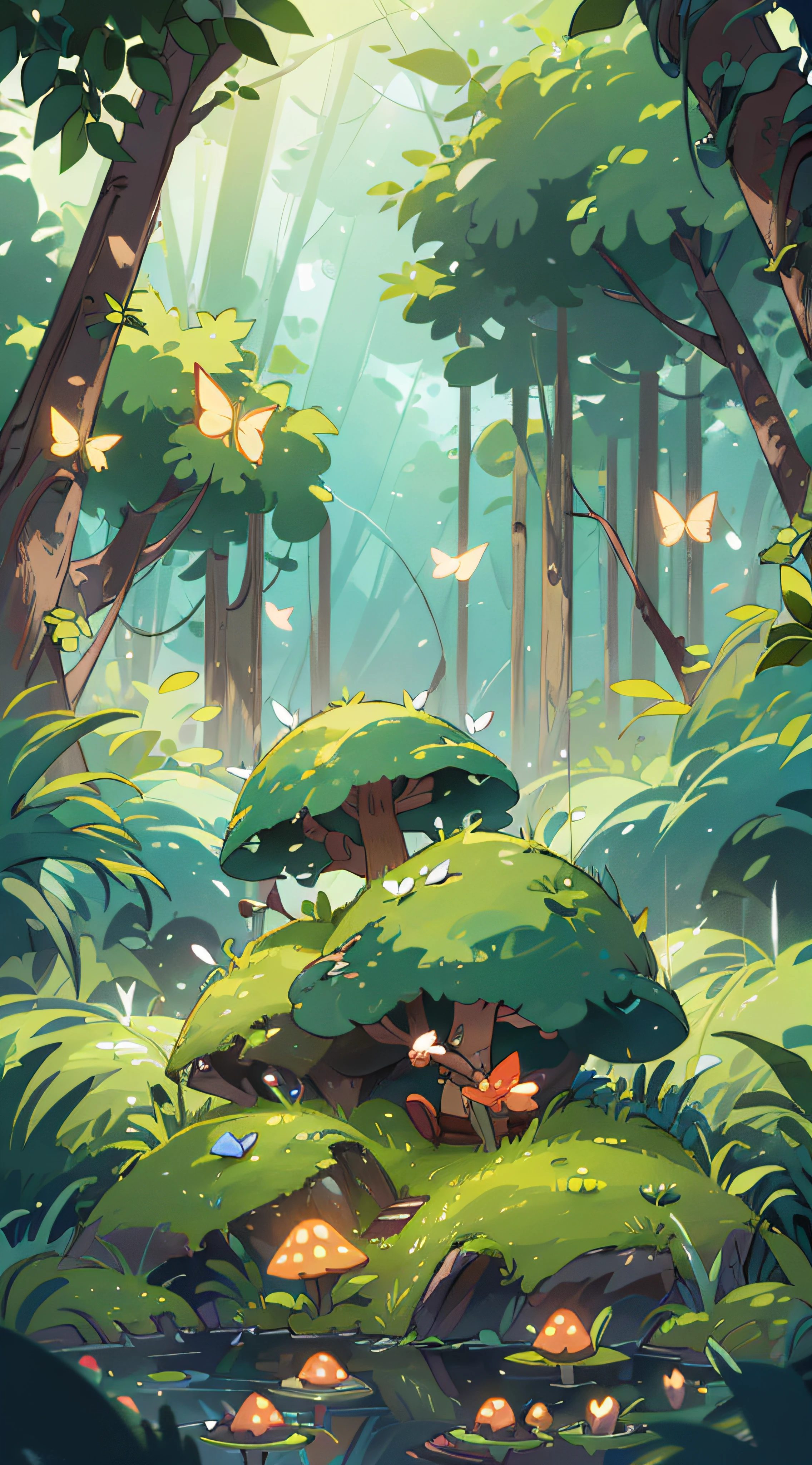 A masterpiece, the best quality, stunning reflections, the best reflections ever. (very detailed CG unity 8k wallpapers), (best quality), (best illustrations), (best shadows), forest theme with natural elements. Tall trees, quiet streams, small glowing mushrooms surrounded by delicate leaves and branches, with fireflies and glowing particle effects,, (natural elements), (jungle theme), (leaves), (twigs), (fireflies), butterflies, (delicate leaves), (glow), (particle effects). , Isometric 3D, Octane Rendering, Ray Traced, Super Detailed