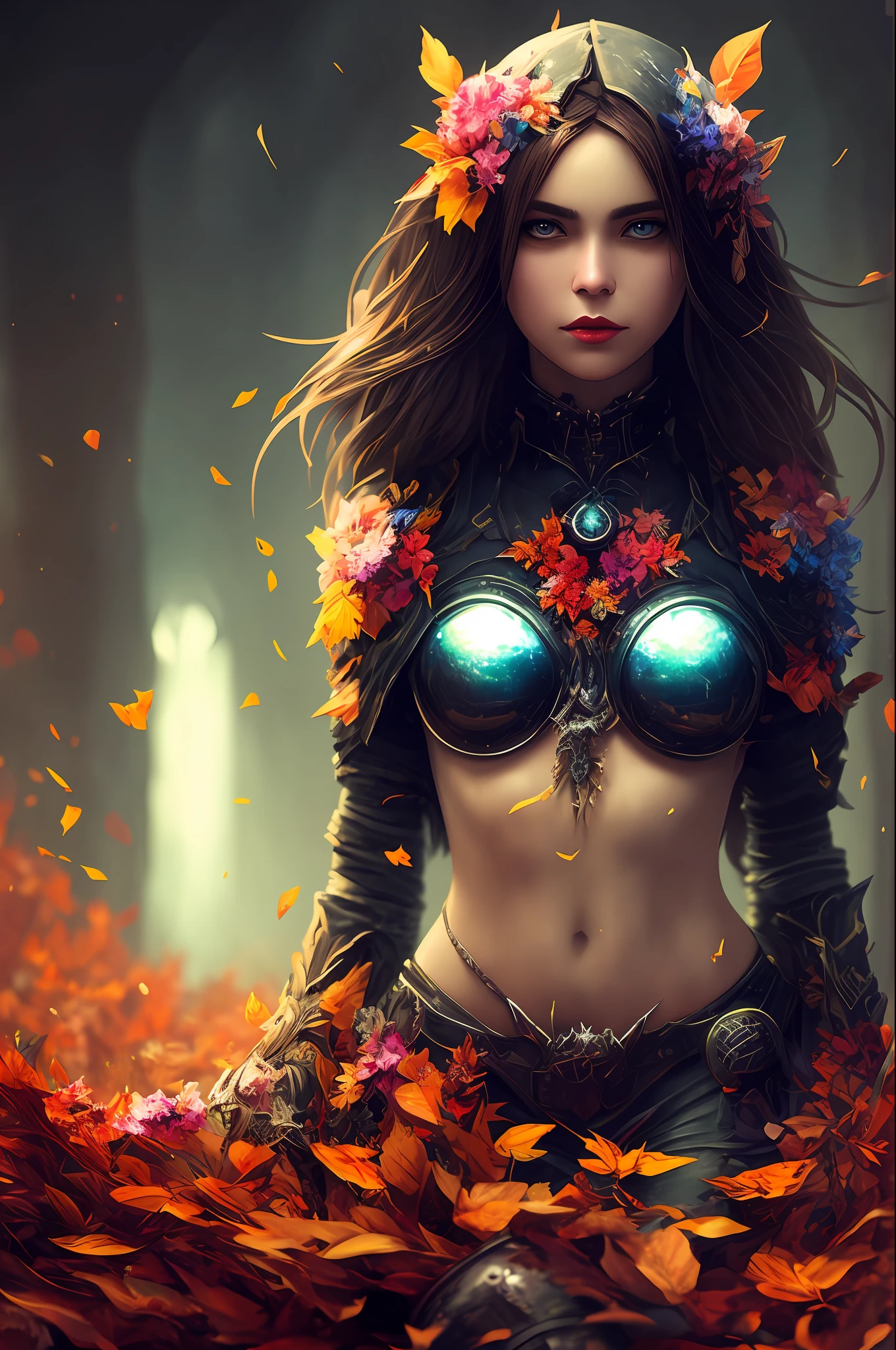 Imagine that the skin of this creature girl looks like it was made of a fishing net, with leaves and flowers growing on her body. Digital Epic Fantasy, Symmetrical Concept Art, Sinister Fantasy Illustration, Symmetrical Epic Fantasy Art, Epic Fantasy Science Fiction Illustration, Epic Fantasy Art Style, Epic Anime Art, Symmetrical Fantasy RPG Portrait, Anton Fadeev and Dan Mumford, (Masterpiece, Top Quality, Best Quality, Official Art, Beauty and Aesthetics: 1.2), Extreme Detail, (Fractal Art: 1.3), Colorful, Most Detailed, Full Body Pose, Cute Surrealist Photo, 8 K, Octane Beautifully Rendered, Very detailed, intricate, epic composition, cinematic lighting, masterpiece, art station trend, very, very detailed, stunning, HDR, smooth, sharp focus, high resolution, award-winning, award-winning photo, DSLR, 5 0 mm