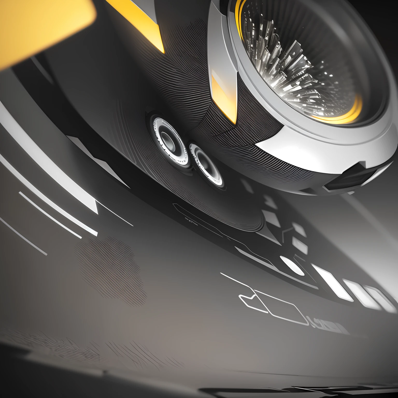 a nanotech and carbon fiber optical illusionistic detailed, black and white pinhole lens, Edison bulb infused abstract city, rainbow roads, dual color tones, split colors, Cycles rendering, octane rendering, volumetric lighting 4k