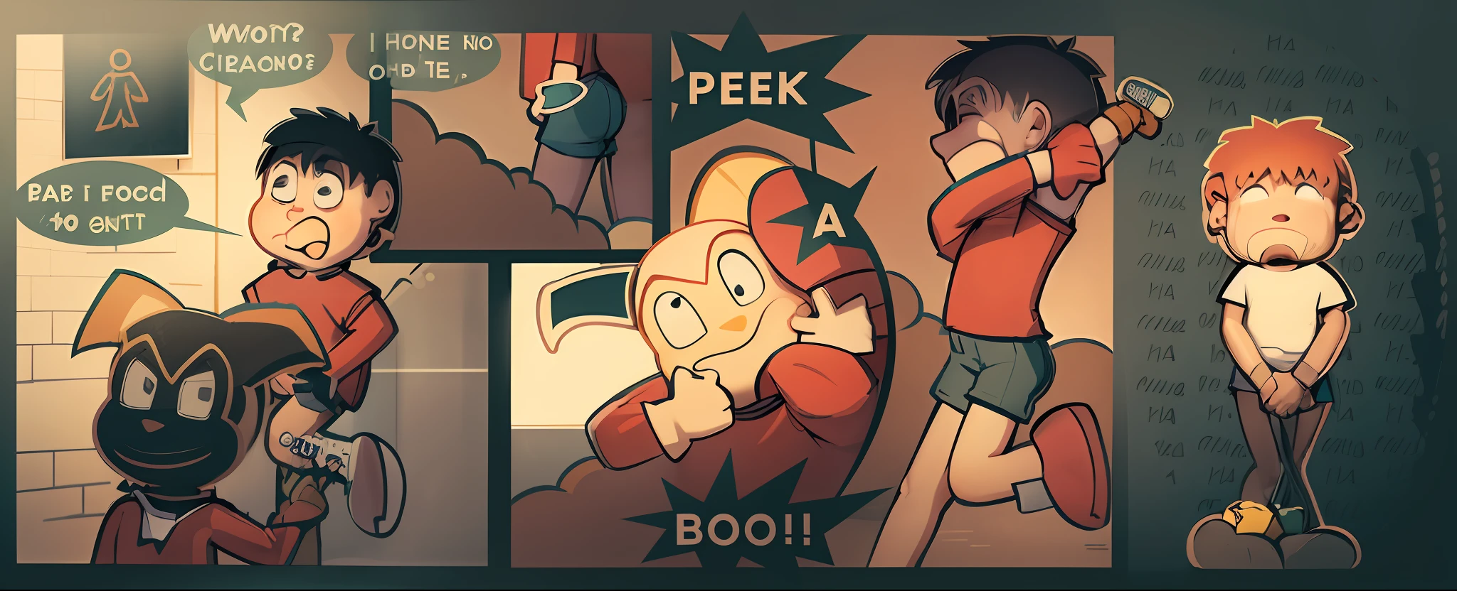 Boy, short shorts, pee holding