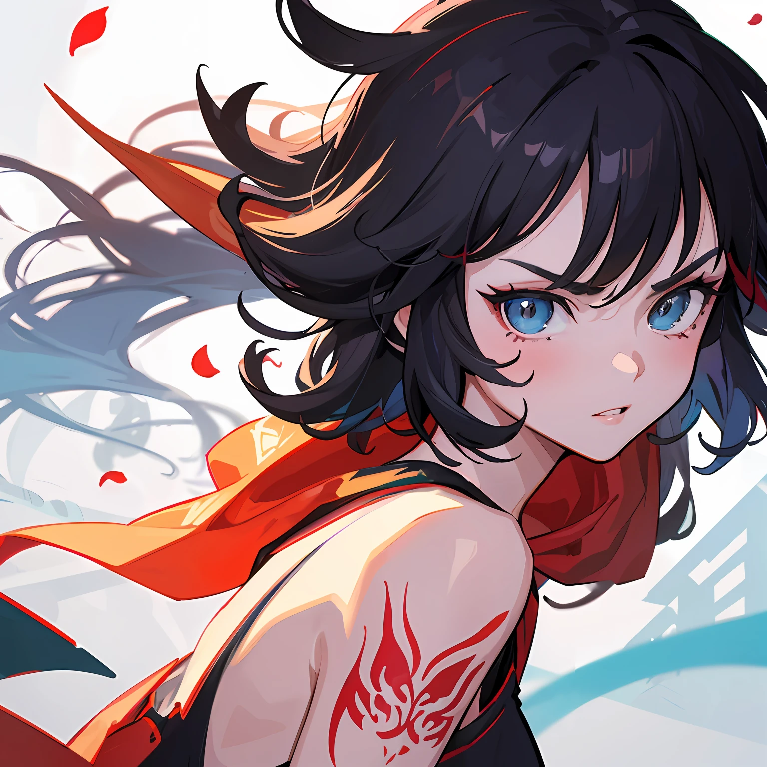 :: comix style ryuko hikari ::2.9 style ::2.0 comix illustration style ,digital illustration of beautiful female character in toh-yasu drawing style illustrator, anime style, body with futuristic tribal tattoo style designs in dragon shape, serious face and ultra detailed artwork, graffiti style destroyed city scenery with camera focus, (beautiful and clear background:1.2),,((sofía vergara beautiful woman )), ( detailed eyes and detailed face:1.3), (t-shirt or dress:1.3), (beautiful and clear background:1.2), (extremely detailed, ultra-detailed, best shadow:1.1),bare shoulders, flowers and petals, , (white background:0.5), (illustration :1.1), (extremely fine and beautiful girl:1.1), (perfect details:1.1)