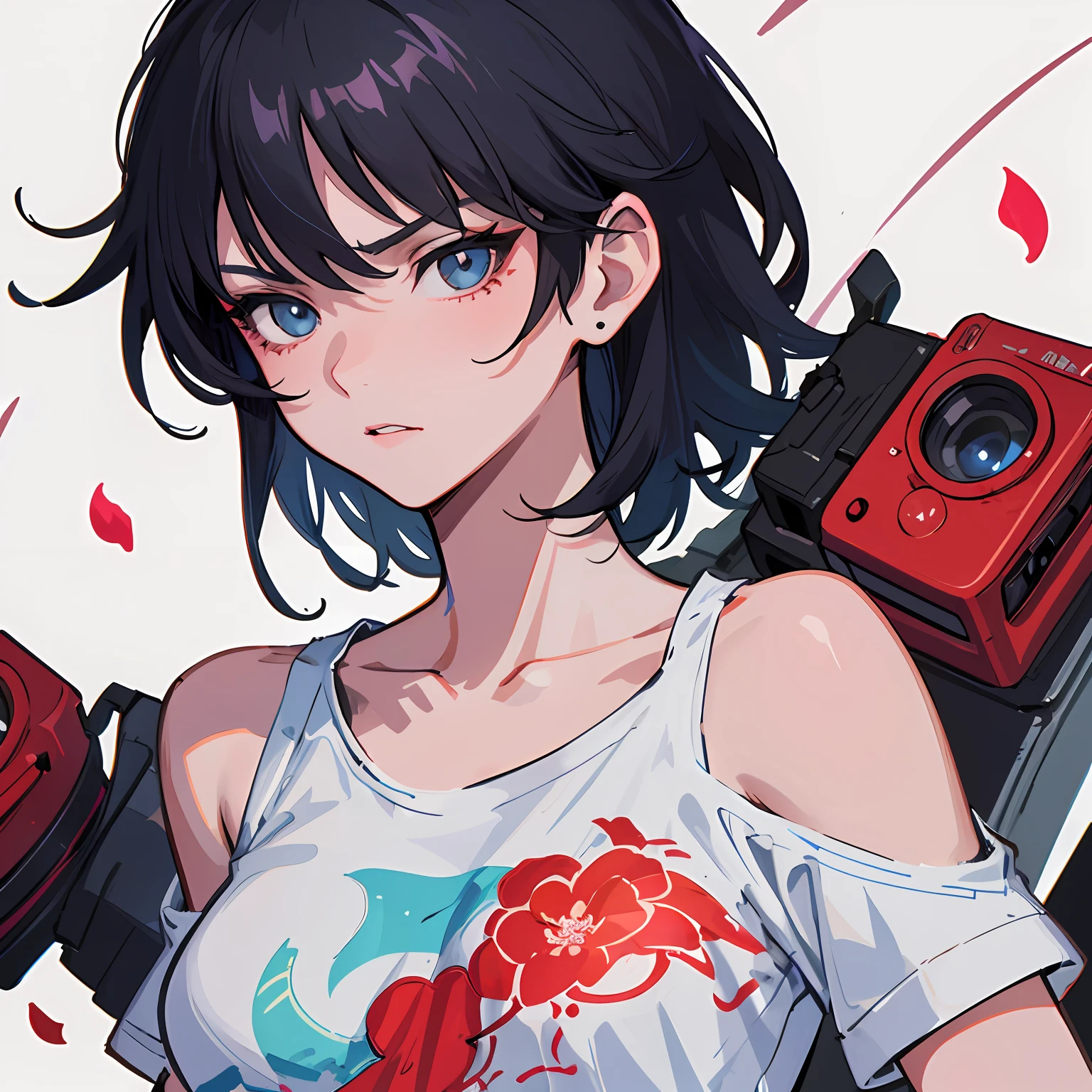 :: comix style ryuko hikari ::2.9 style ::2.0 comix illustration style ,digital illustration of beautiful female character in toh-yasu drawing style illustrator, anime style, body with futuristic tribal tattoo style designs in dragon shape, serious face and ultra detailed artwork, graffiti style destroyed city scenery with camera focus, (beautiful and clear background:1.2),,((sofía vergara beautiful woman )), ( detailed eyes and detailed face:1.3), (t-shirt or dress:1.3), (beautiful and clear background:1.2), (extremely detailed, ultra-detailed, best shadow:1.1),bare shoulders, flowers and petals, , (white background:0.5), (illustration :1.1), (extremely fine and beautiful girl:1.1), (perfect details:1.1)