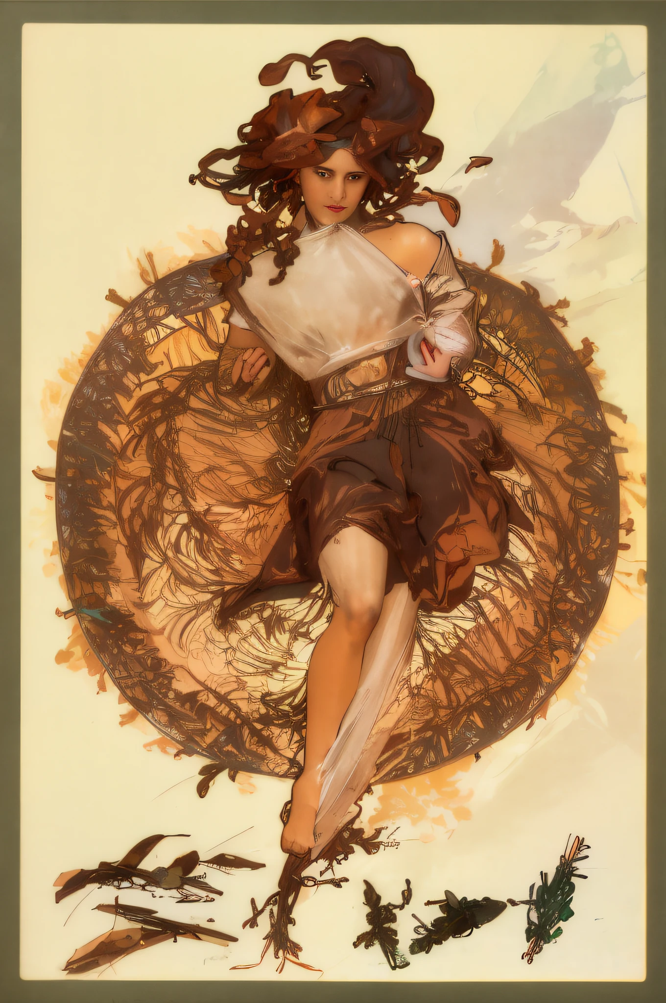 painting of a woman with a white bird in her hand, mucha. art nouveau. gloomhaven, alphonse mucha and craig mullins, alphonse mucha and rossdraws, craig mullins alphonse mucha, artgerm mucha, alphonse mucha cgsociety, artgerm and alphonse mucha, mucha style 4k, jc leyendecker and sachin teng