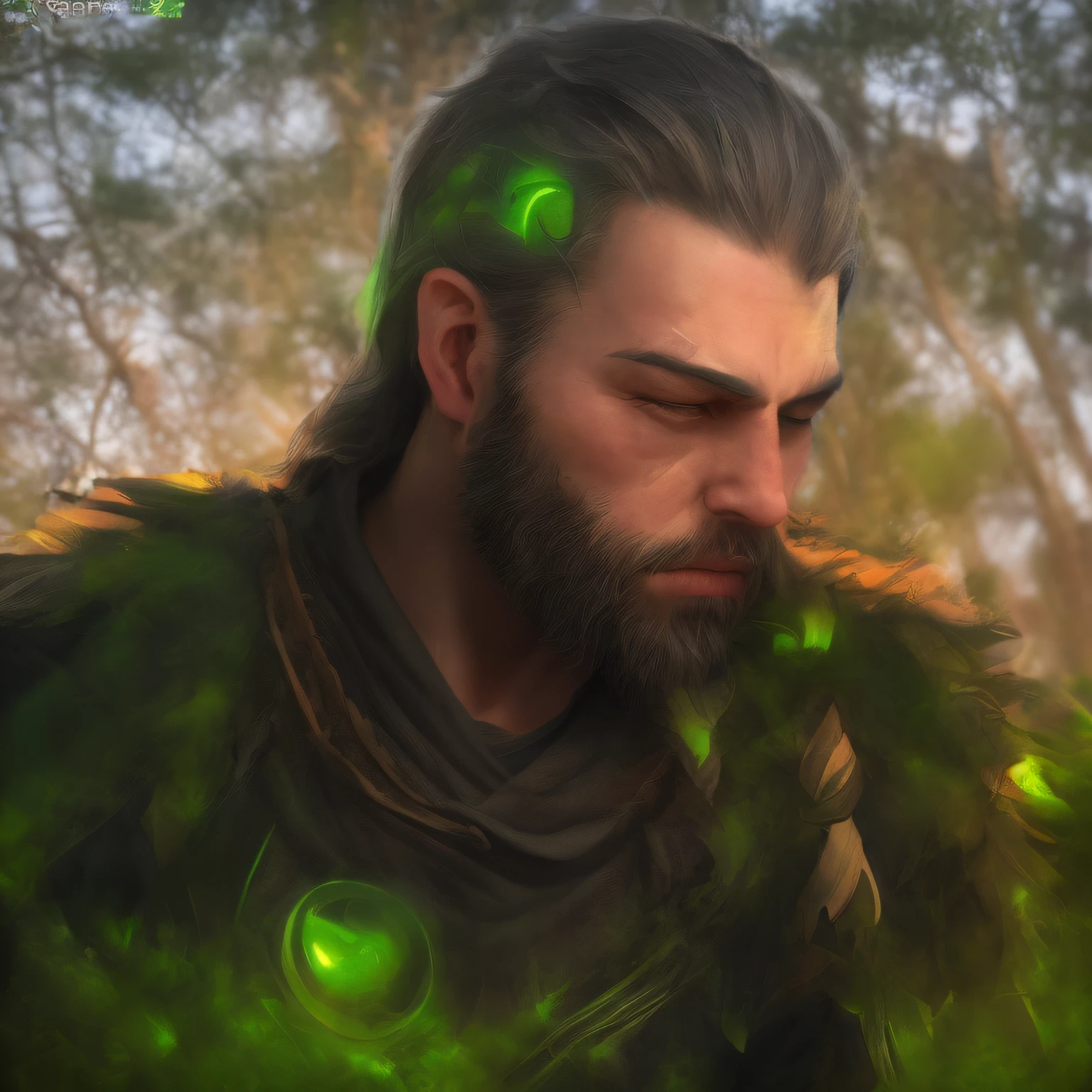 Forest with green flames