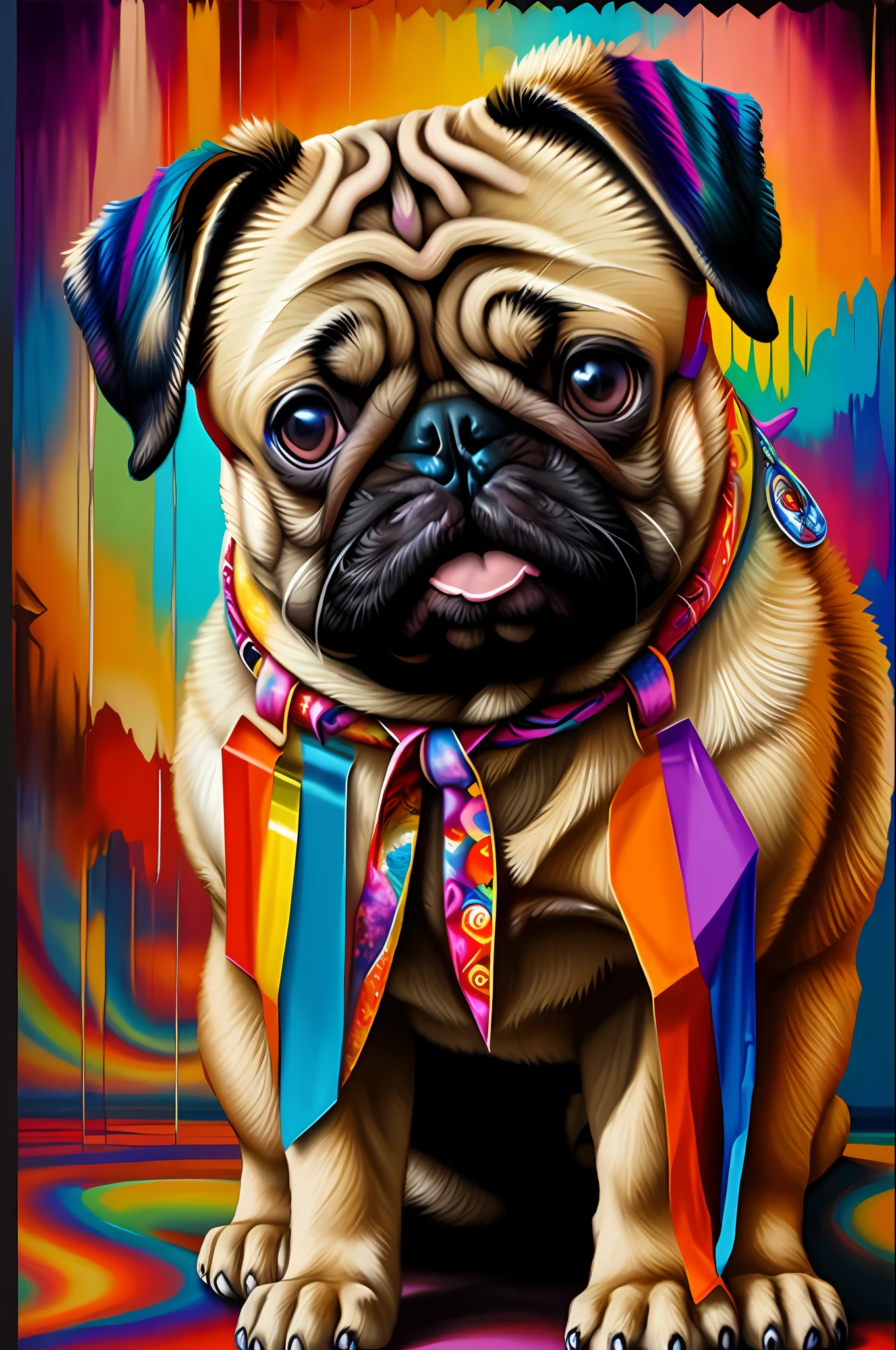 (Dog pug ),(happy)),(2ear)), Eduardo Kobra padding ,wall PORTRAIT geometric multidimensional, art, chibi,
yang08k, beautiful, colorful,
masterpieces, top quality, best quality, official art, beautiful and aesthetic,