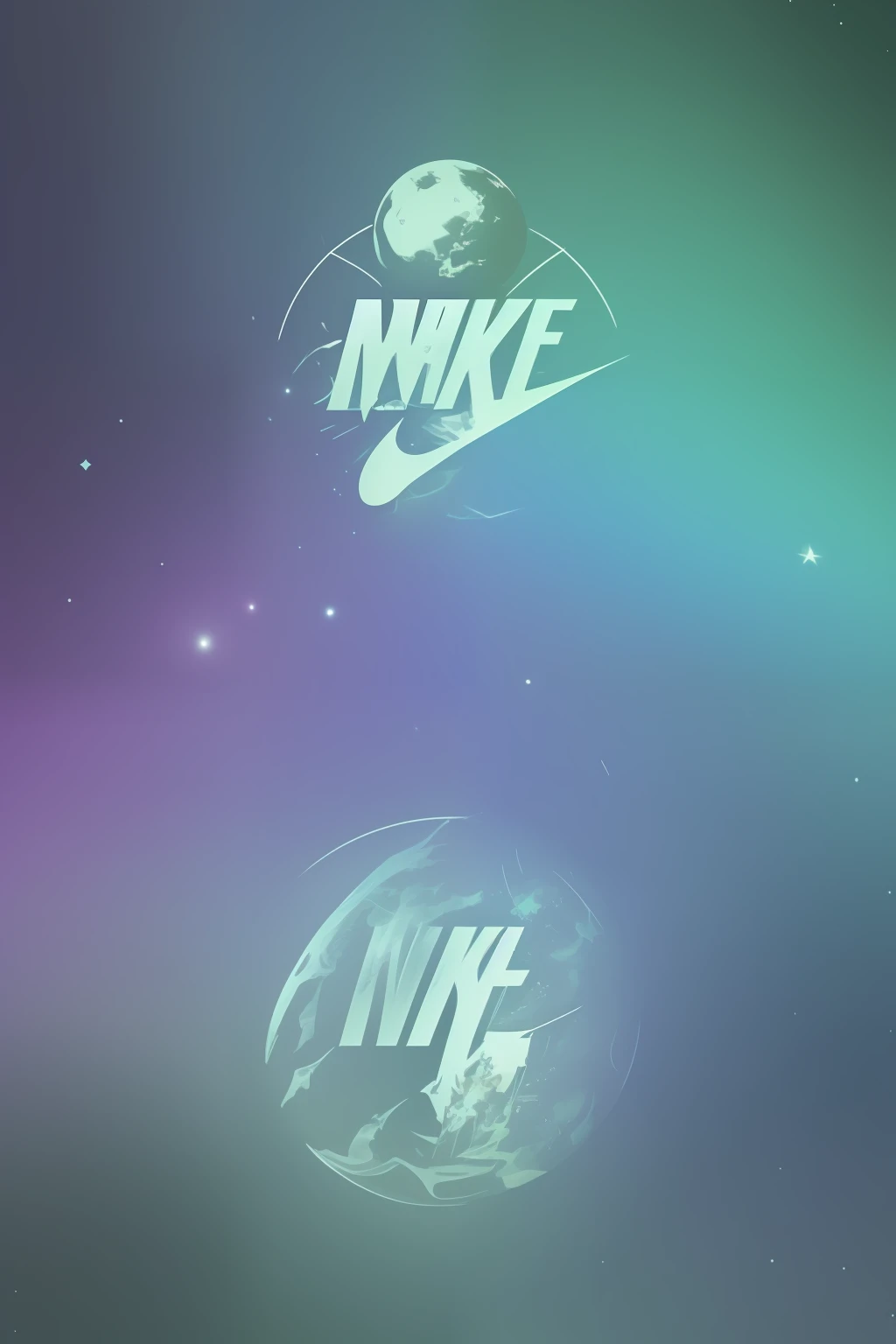 Nike logo, in a galaxy, Nike symbol cutting in half,
