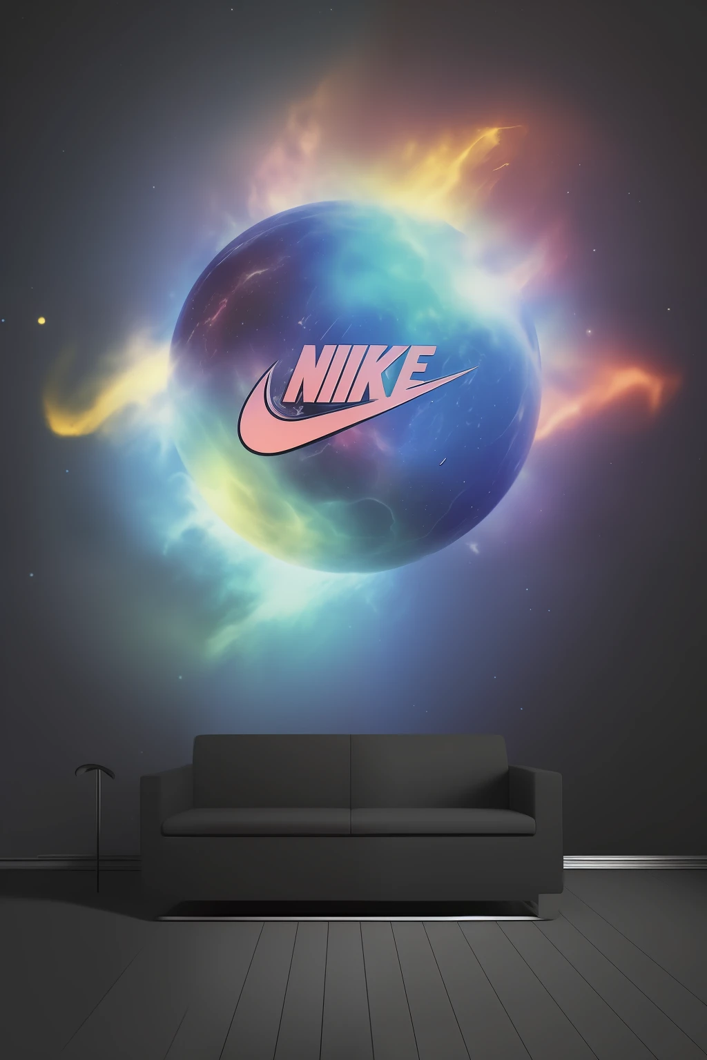 Nike logo, in a galaxy, Nike symbol cutting in half,