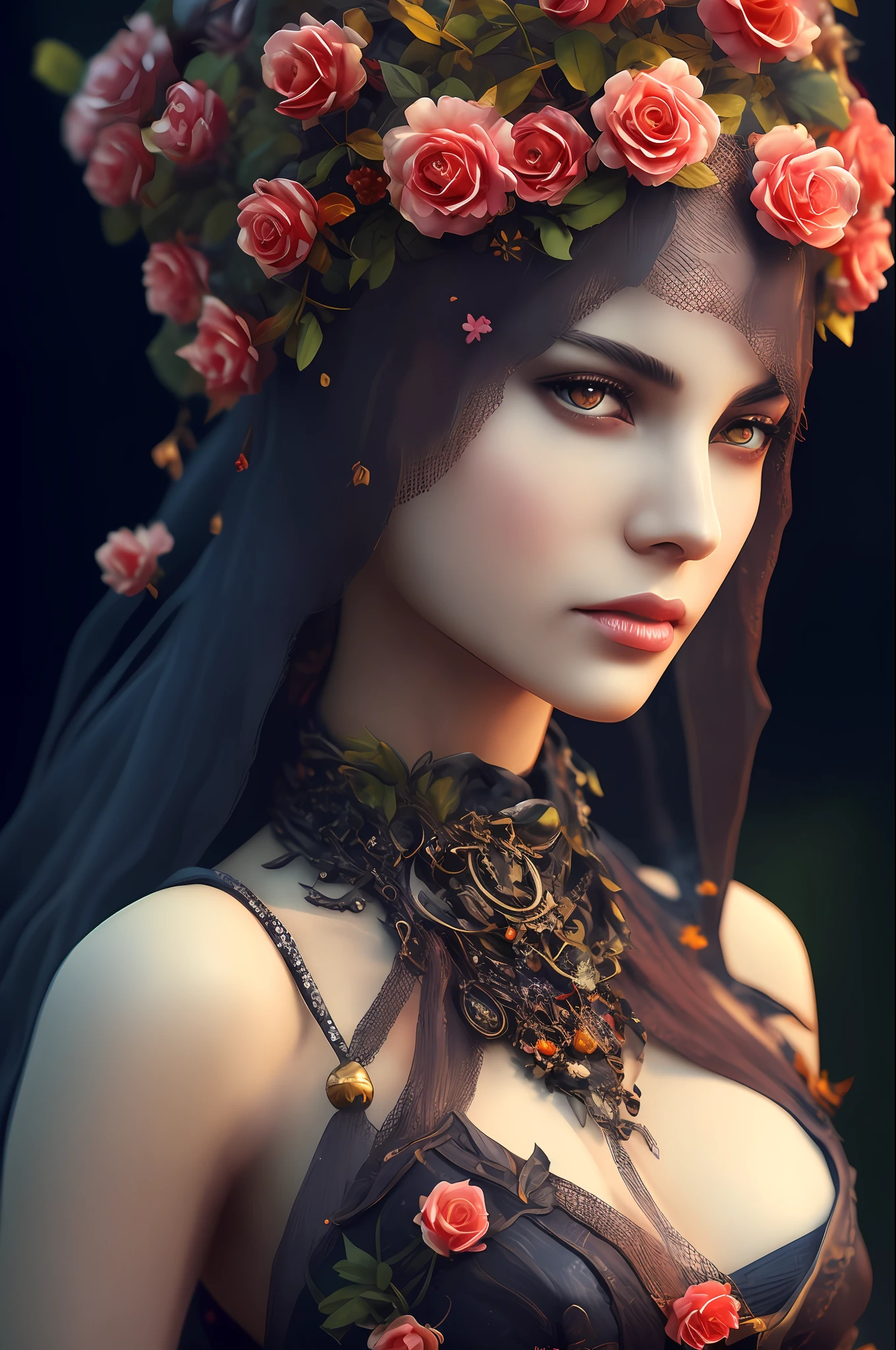 Imagine that the skin of this creature girl looks like it was made of a fishing net, with leaves and flowers growing on her body. Digital Epic Fantasy, Symmetrical Concept Art, Sinister Fantasy Illustration, Symmetrical Epic Fantasy Art, Epic Fantasy Science Fiction Illustration, Epic Fantasy Art Style, Epic Anime Art, Symmetrical Fantasy RPG Portrait, Anton Fadeev and Dan Mumford, (Masterpiece, Top Quality, Best Quality, Official Art, Beauty and Aesthetics: 1.2), Extreme Detail, (Fractal Art: 1.3), Colorful, Most Detailed, Full Body Pose, Cute Surrealist Photo, 8 K, Octane Beautifully Rendered, Very detailed, intricate, epic composition, cinematic lighting, masterpiece, art station trend, very, very detailed, stunning, HDR, smooth, sharp focus, high resolution, award-winning, award-winning photo, DSLR, 5 0 mm