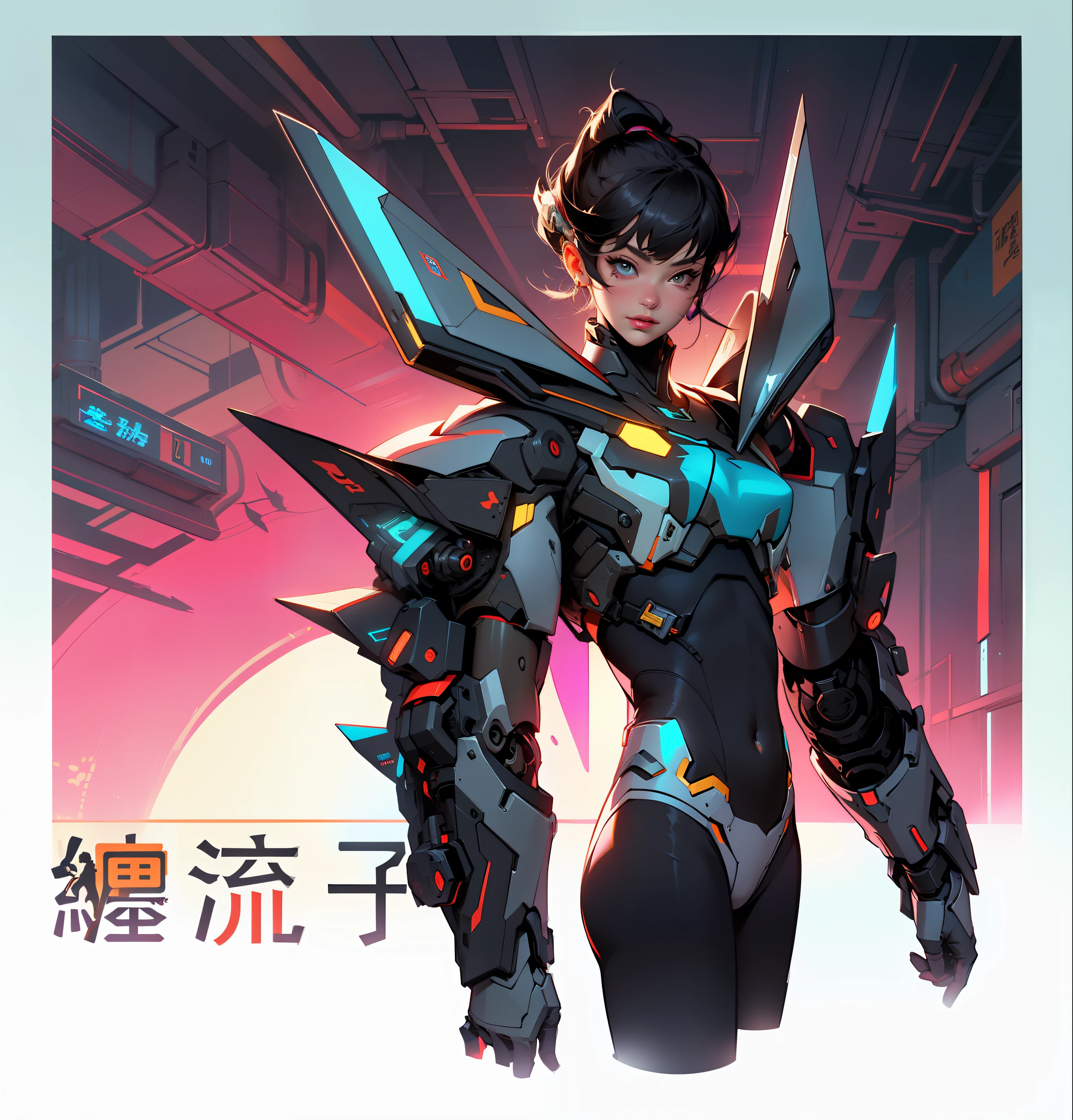 a closeup of a woman in a bodysuit, female mecha, g liulian art style, overwatch inspired, overwatch fanart, overwatch, girl in mecha cyber armor, echo de overwatch, cool mecha style, by Yang J, mecha inspired, by Oliver Sin, by Shitao, cushart kenz, overwatch style, naked torah, bare legs, small cyberpunk thong