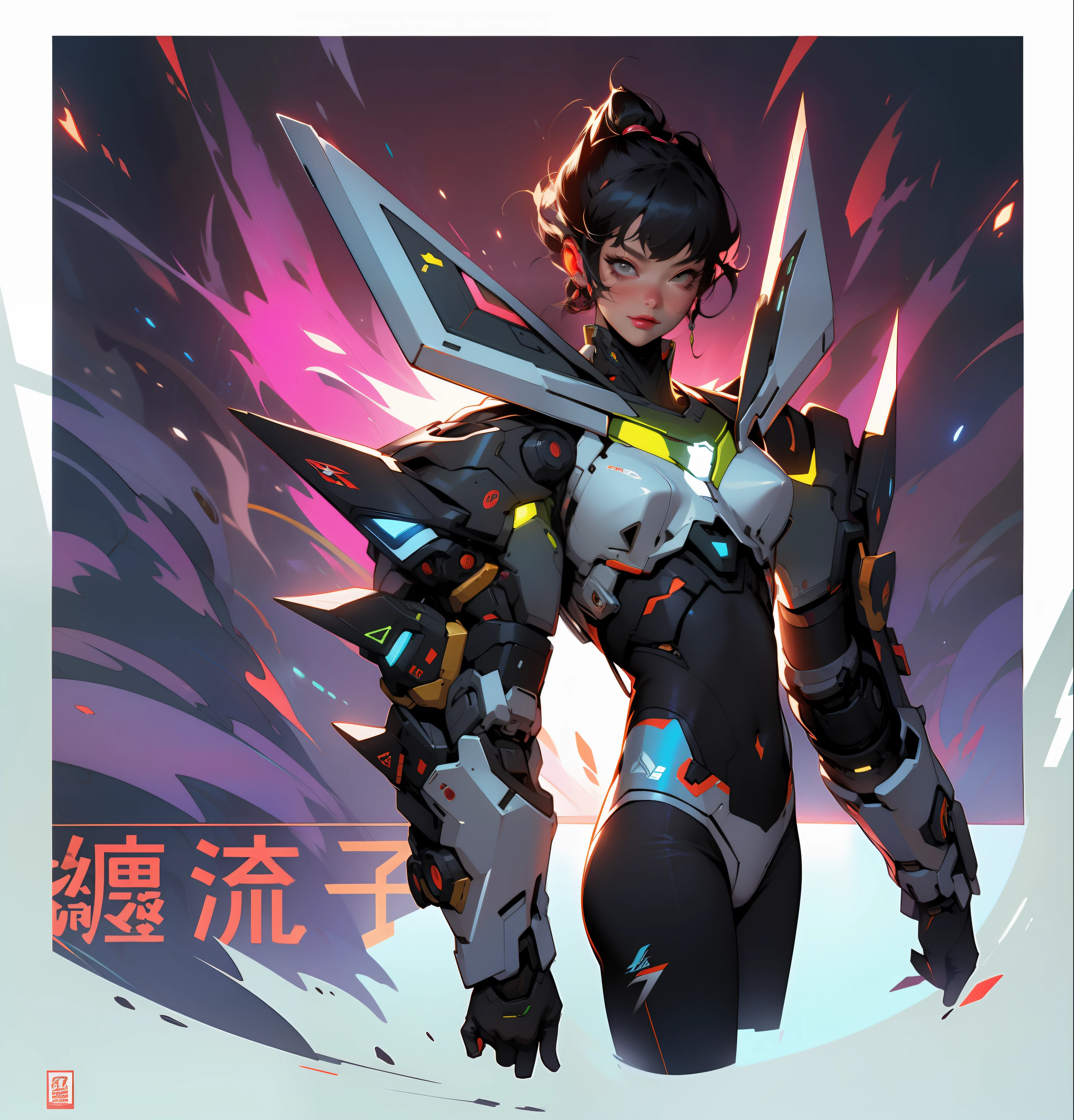 a closeup of a woman in a bodysuit, female mecha, g liulian art style, overwatch inspired, overwatch fanart, overwatch, girl in mecha cyber armor, echo de overwatch, cool mecha style, by Yang J, mecha inspired, by Oliver Sin, by Shitao, cushart kenz, overwatch style, naked torah, bare legs, small cyberpunk thong