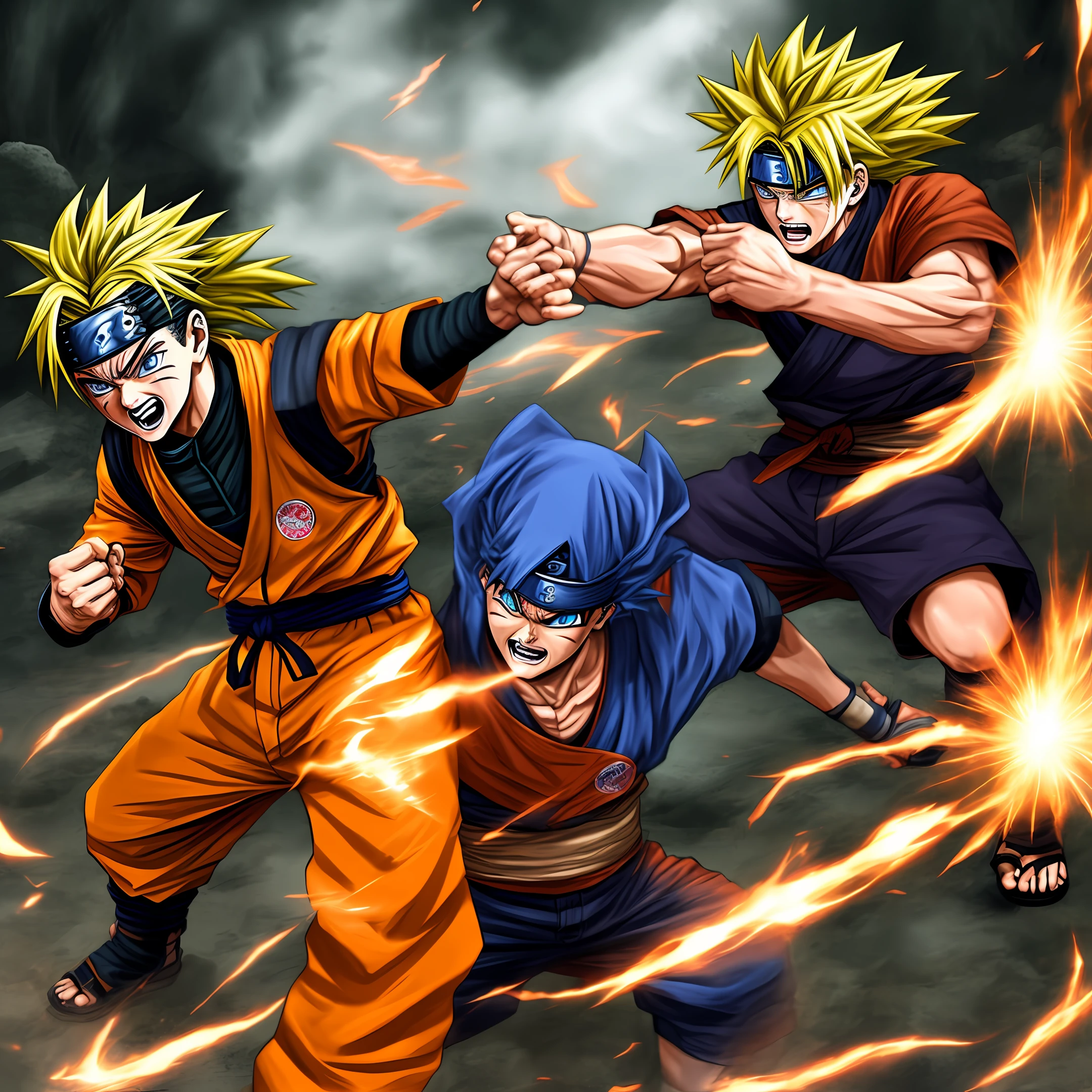 A fight, naruto, Goku