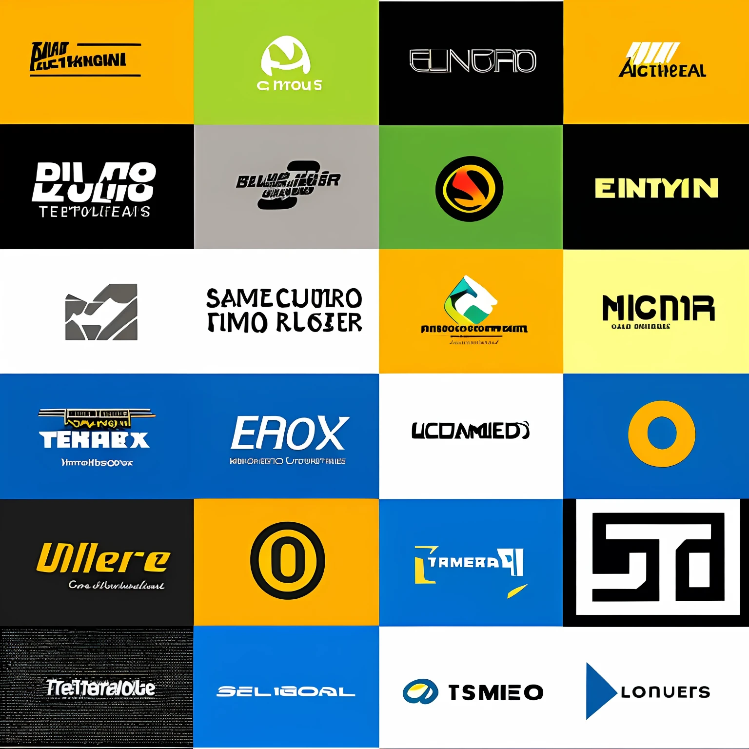 Small collection of various logos isolated on white background, loud rock theme, colorful computer graphics, international typographic style graphic logo, logo mark, Jean Arp, c,