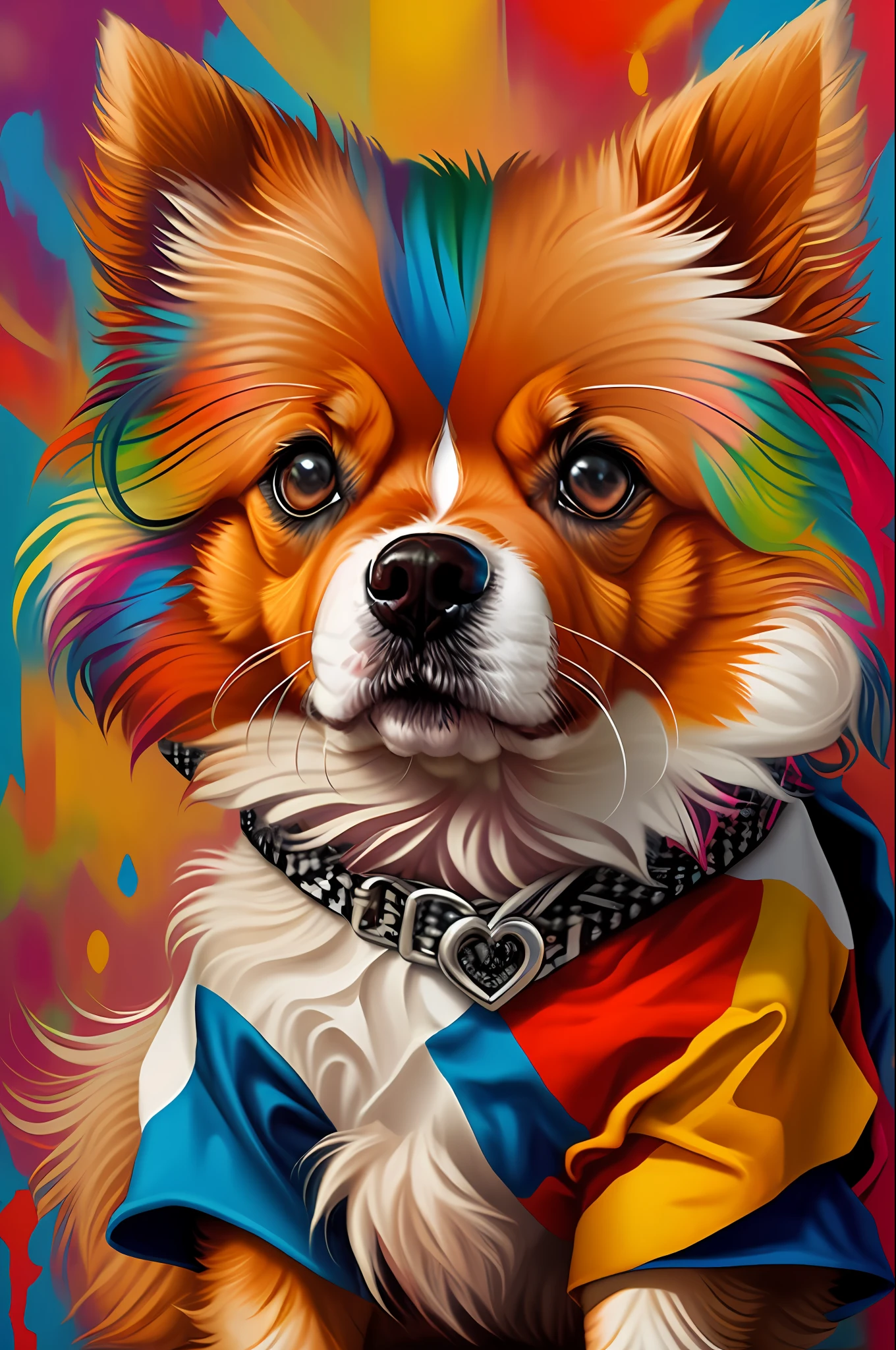 (Dog Lulu of Pomerania ),(happy)),(2ear)), Eduardo Kobra padding ,wall PORTRAIT geometric multidimensional, art, chibi,
yang08k, beautiful, colorful,
masterpieces, top quality, best quality, official art, beautiful and aesthetic,