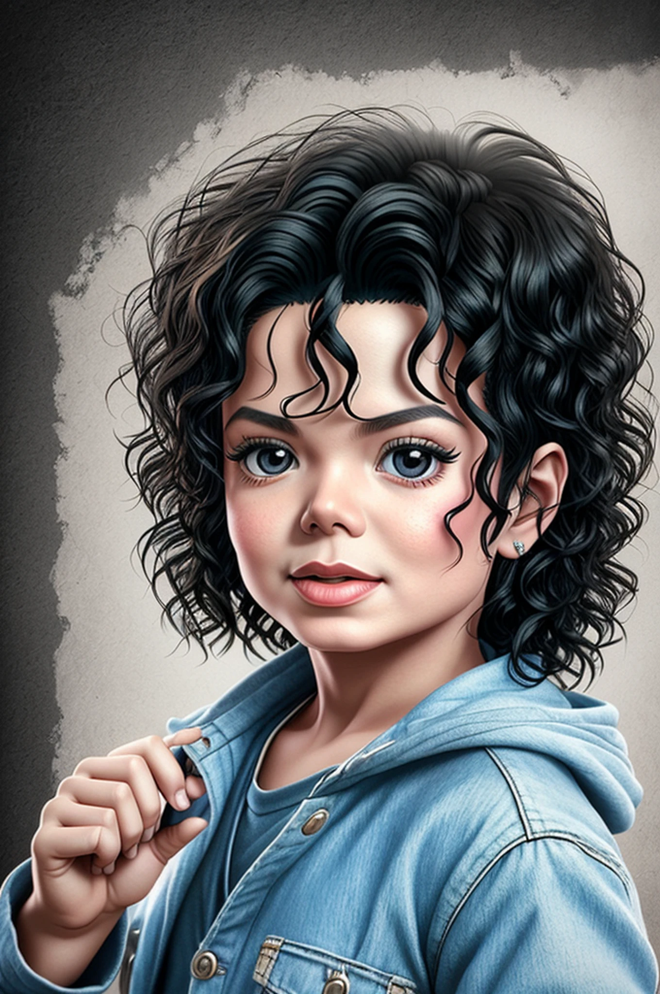 portrait of cutest Michael Jackson baby illustration, artstation, CGI_Animation,