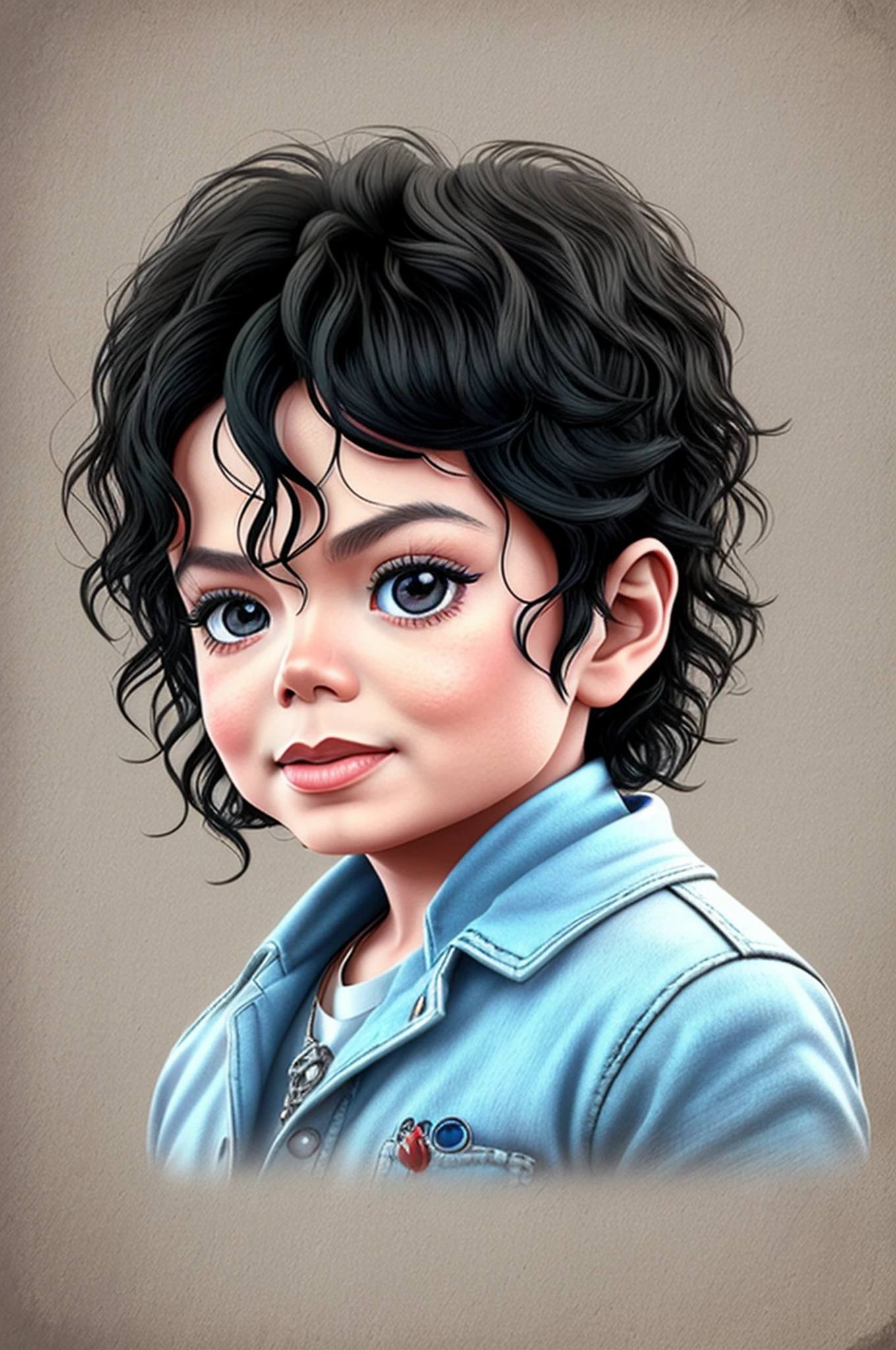 portrait of cutest Michael Jackson  illustration, artstation, CGI_Animation,