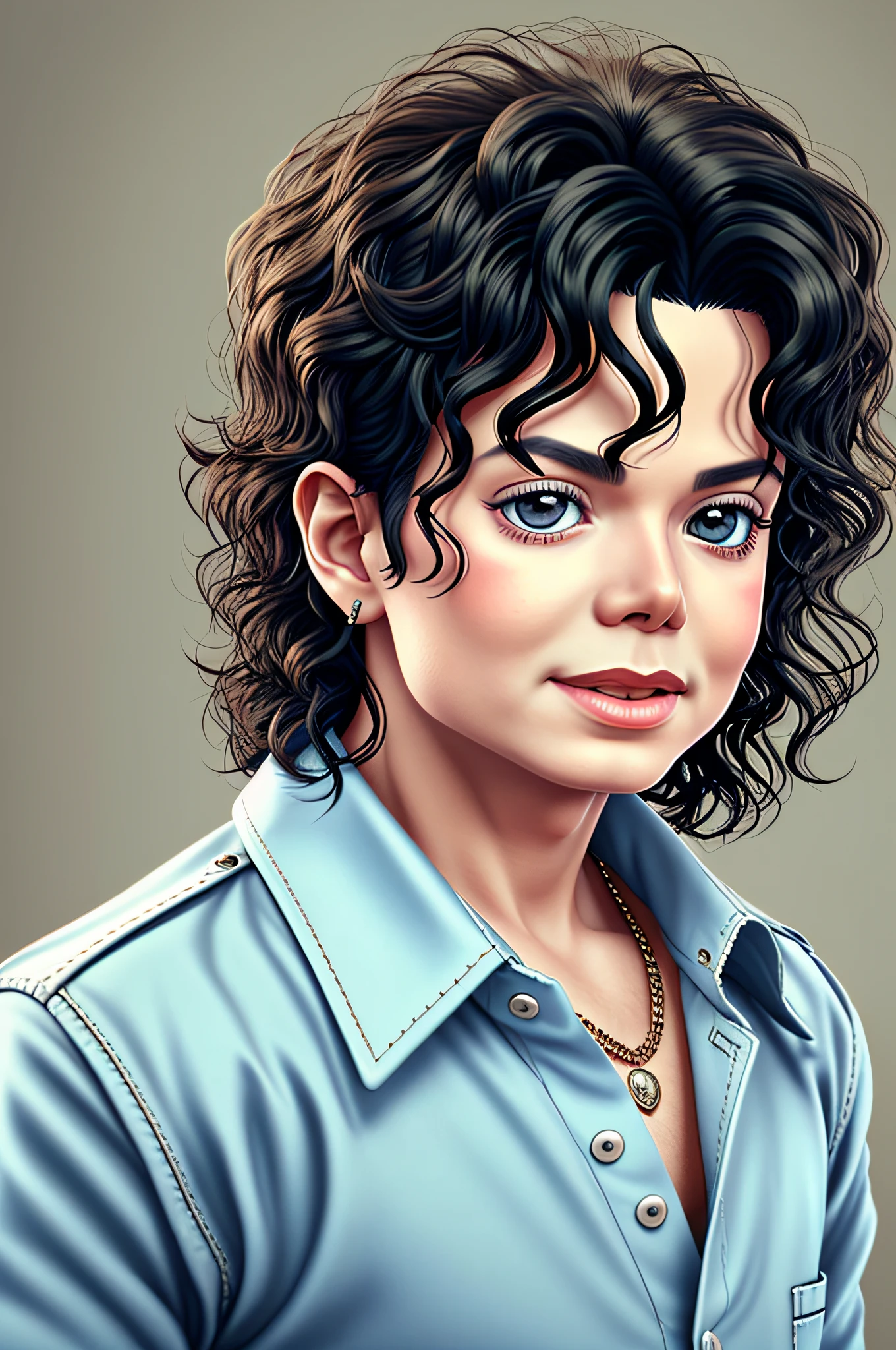 portrait of cutest back Michael Jackson baby illustration, artstation, CGI_Animation,