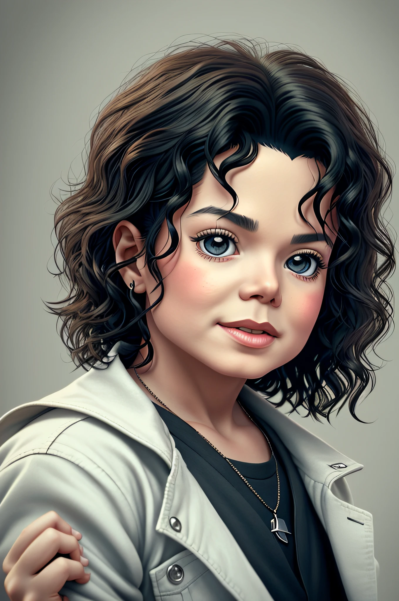 portrait of cutest back Michael Jackson baby illustration, artstation, CGI_Animation,