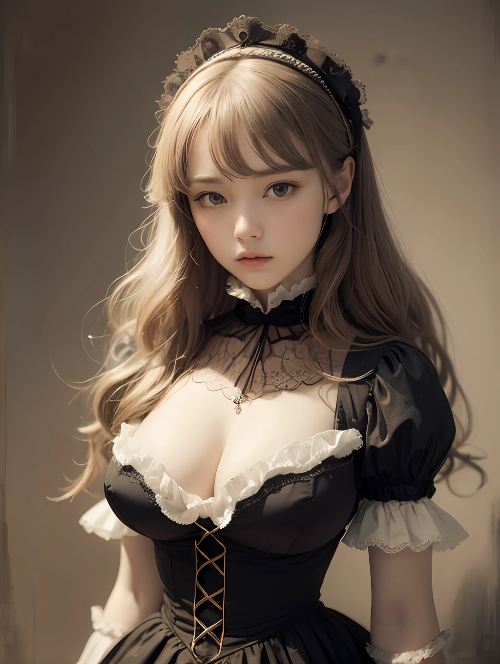 SeaArt Bot
Txt2Img
04:52:41
(Pure Color: 0.9), (Color: 1.1), (Masterpiece: 1,2), Top Quality, Masterpiece, High Resolution, Original, Highly Detailed Wallpaper, Beauty, Victorian, Dress, Melancholy, Big Breasts, Sepia Color, 40 years old --auto --s2