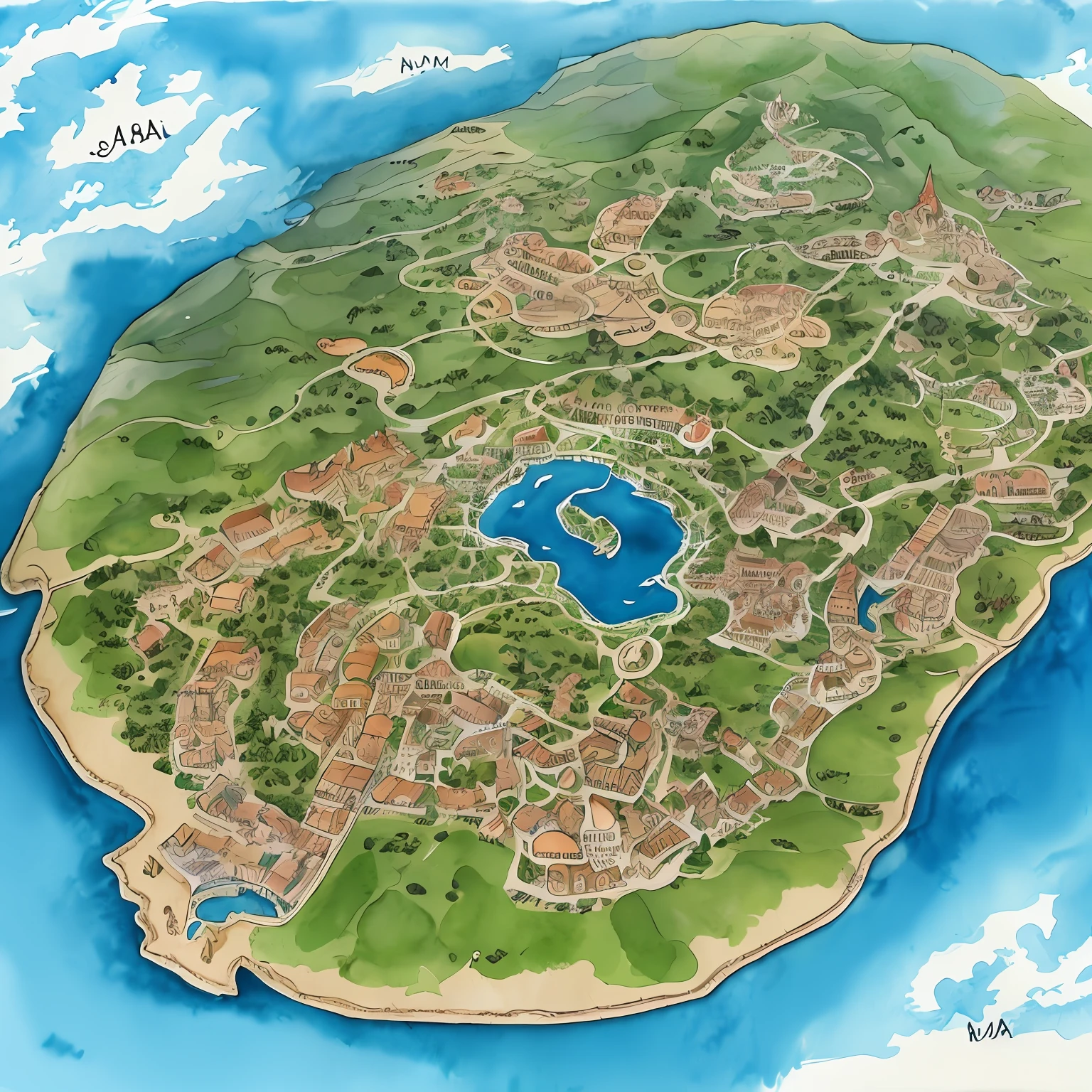 Fantasy medieval map in watercolor style --auto