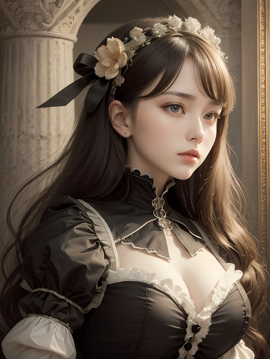 SeaArt Bot
Txt2Img
04:52:41
(Pure Color: 0.9), (Color: 1.1), (Masterpiece: 1,2), Top Quality, Masterpiece, High Resolution, Original, Highly Detailed Wallpaper, Beauty, Victorian, Dress, Melancholy, Big Breasts, Sepia Color, 40 years old --auto --s2