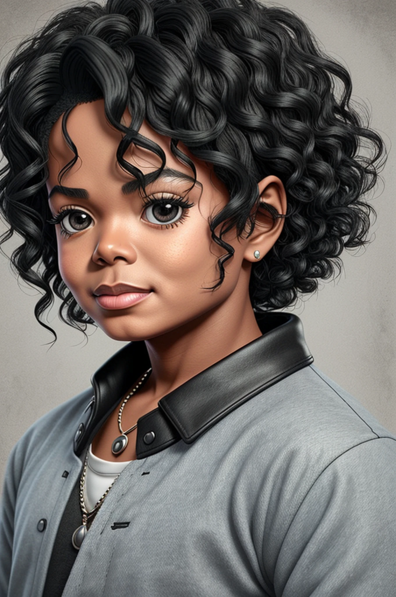 portrait of cutest black Michael Jackson baby illustration, artstation, CGI_Animation,