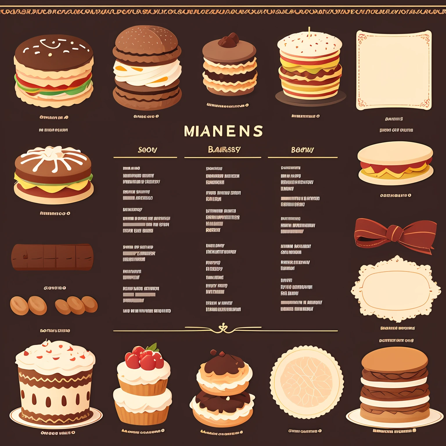 bakery menu, vector, simple pattern, --auto