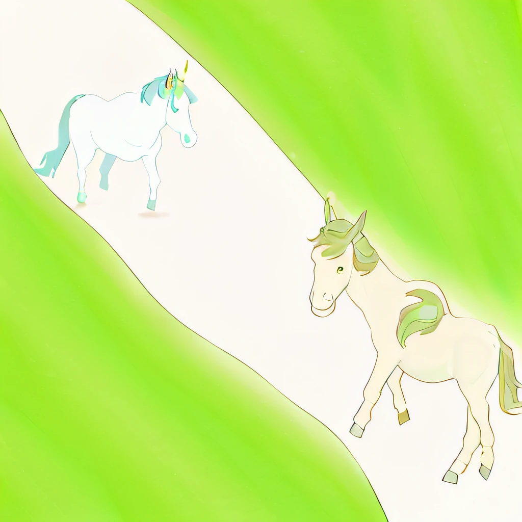 there are two horses that are walking on a path, wikihow illustration, horse race, wikihow, horses, on a sunny day, horse, sunny environment, the see horse valley, on a green hill, green mane, hybrid of mouse and horse, the second… like a calf, riding a horse, galloping, unicorns, horse is running, animals running along --auto