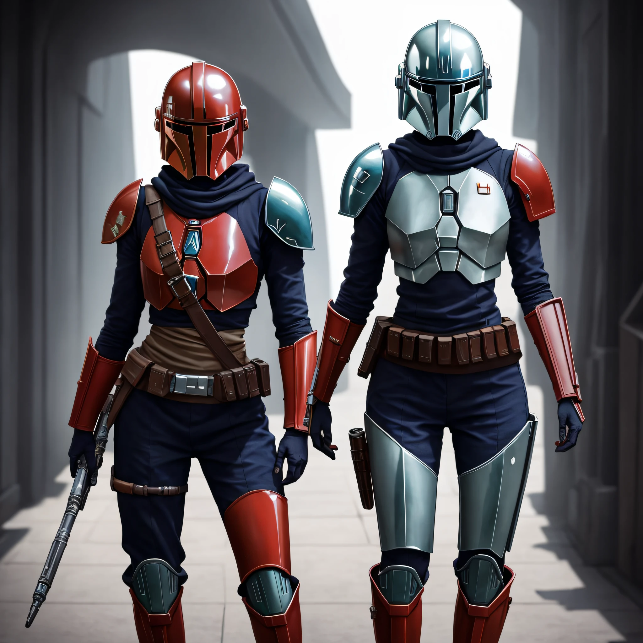 Capture the essence of Bo Katan, the fierce Mandalorian warrior, in an awe-inspiring full body portrait. This masterpiece will showcase her strength and determination. The image should be rendered in stunning high definition (HD) with hyperrealistic details, bringing out every intricate feature of her armor and facial expression. Let the resolution be a staggering 8K, ensuring the utmost clarity and lifelike representation. Pay careful attention to lighting and shadows, creating a dramatic atmosphere that accentuates her presence. This portrait should befit the walls of a gallery, showcasing Bo Katan as the epitome of Mandalorian might. --auto