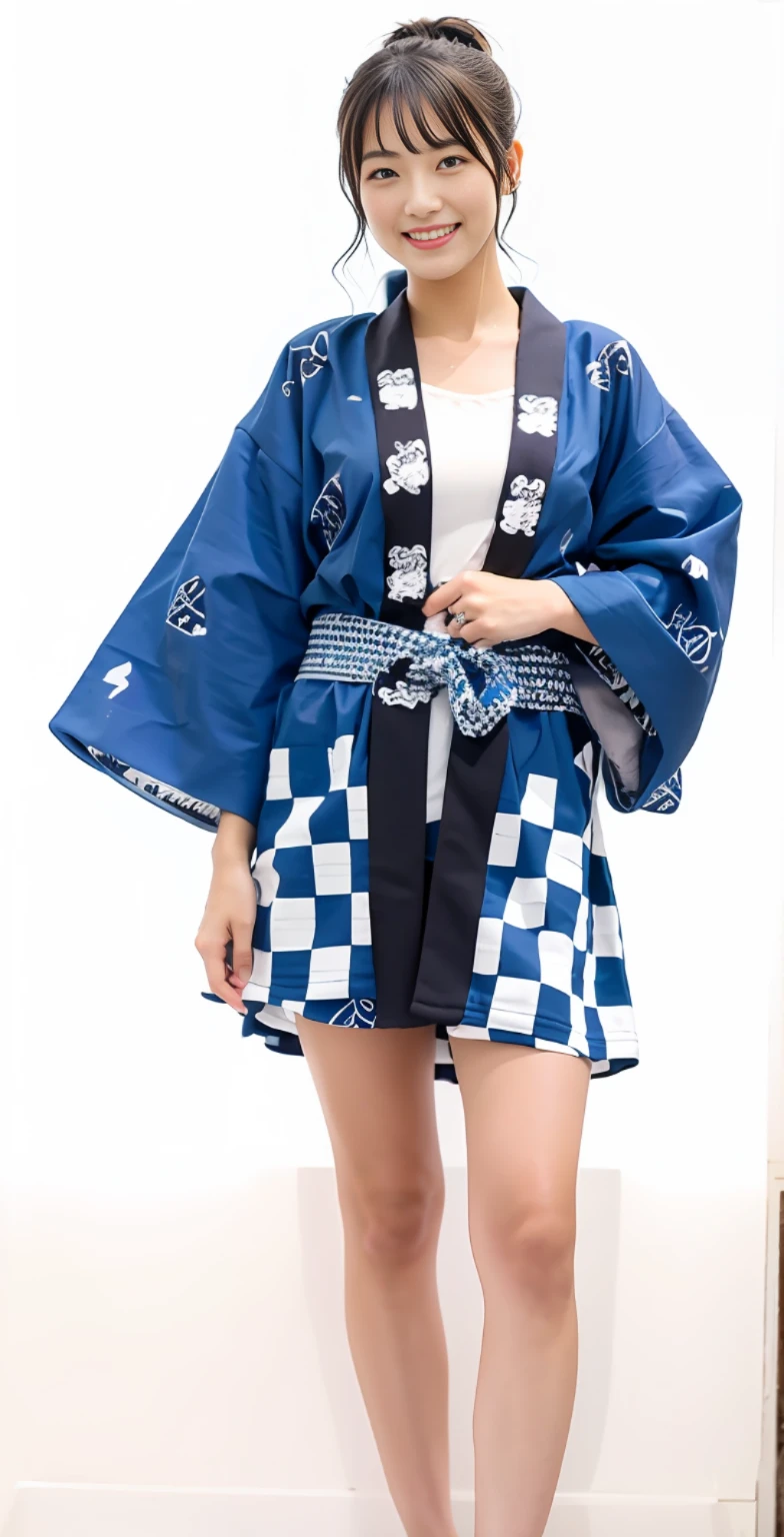 (((smile))), Allalin woman wearing a black belt blue kimono, yukata clothes, elegant yukata, Japan clothes, haori, hakama kimono, wearing a royal kimono, wearing a blue robe, wearing a navy blue and white robe, kimono, Japan kimono, ukiyo style, wearing a kimono, wearing a classic kimono, wearing kimono armor, wearing a blue robe